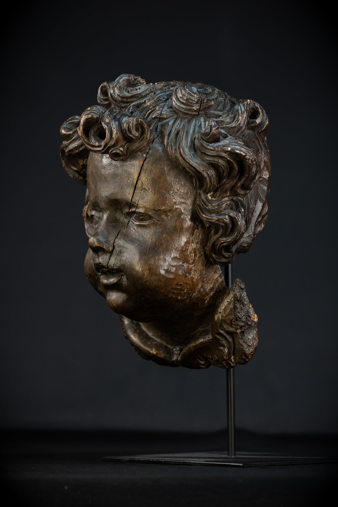 Angel Wood Carving | 1700s Antique | 12.2" / 31 cm