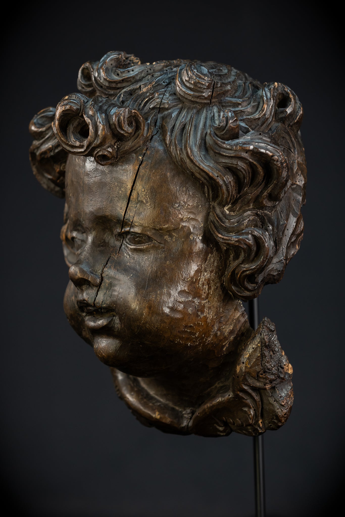 Angel Wood Carving | 1700s Antique | 12.2" / 31 cm