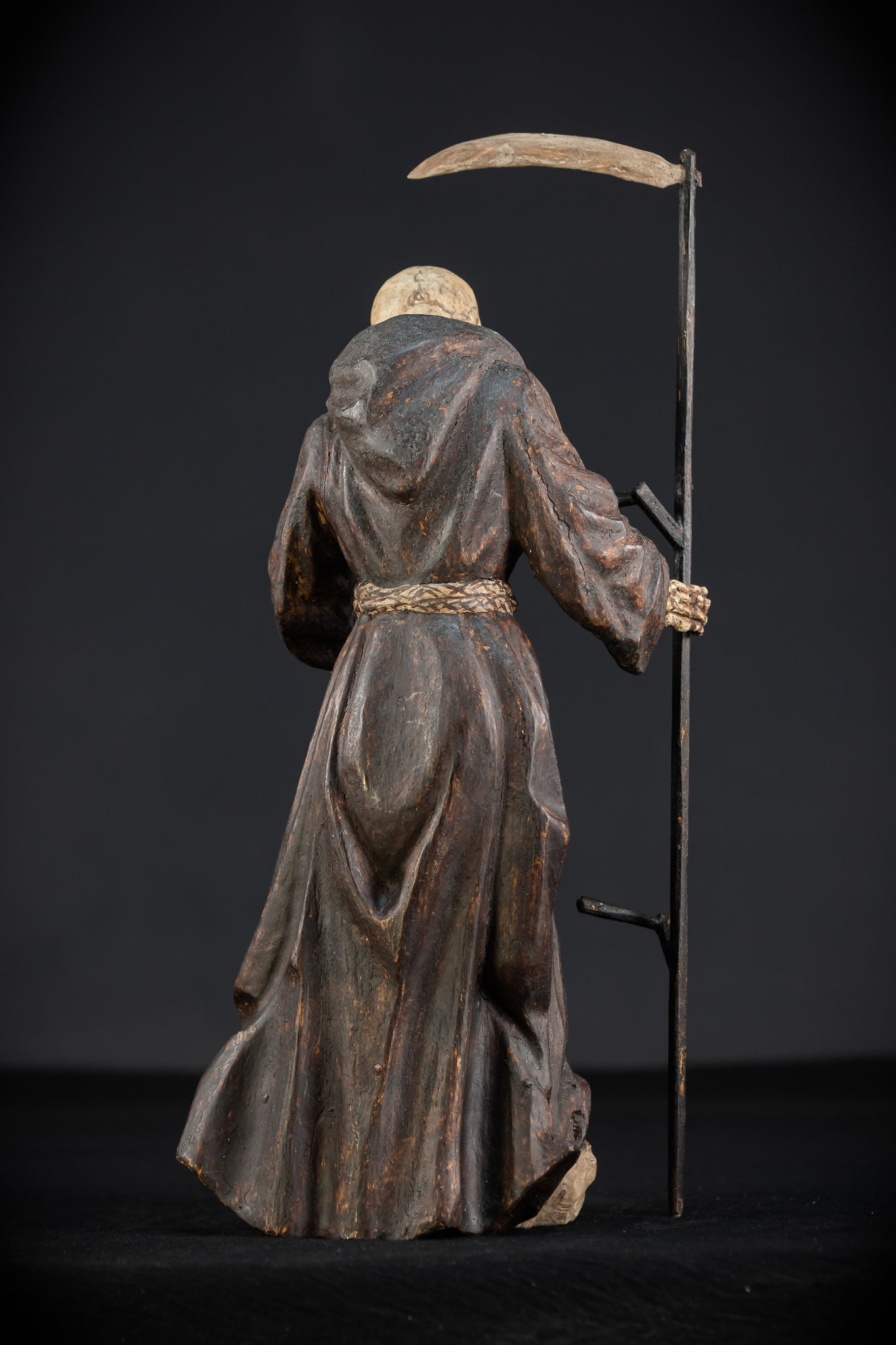 Memento Mori Wooden Statue | 1700s Antique | 16.1” / 41 cm