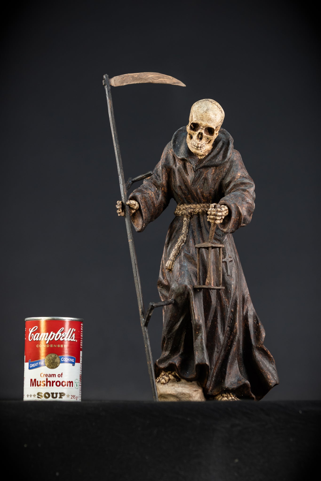 Memento Mori Wooden Statue | 1700s Antique | 16.1” / 41 cm