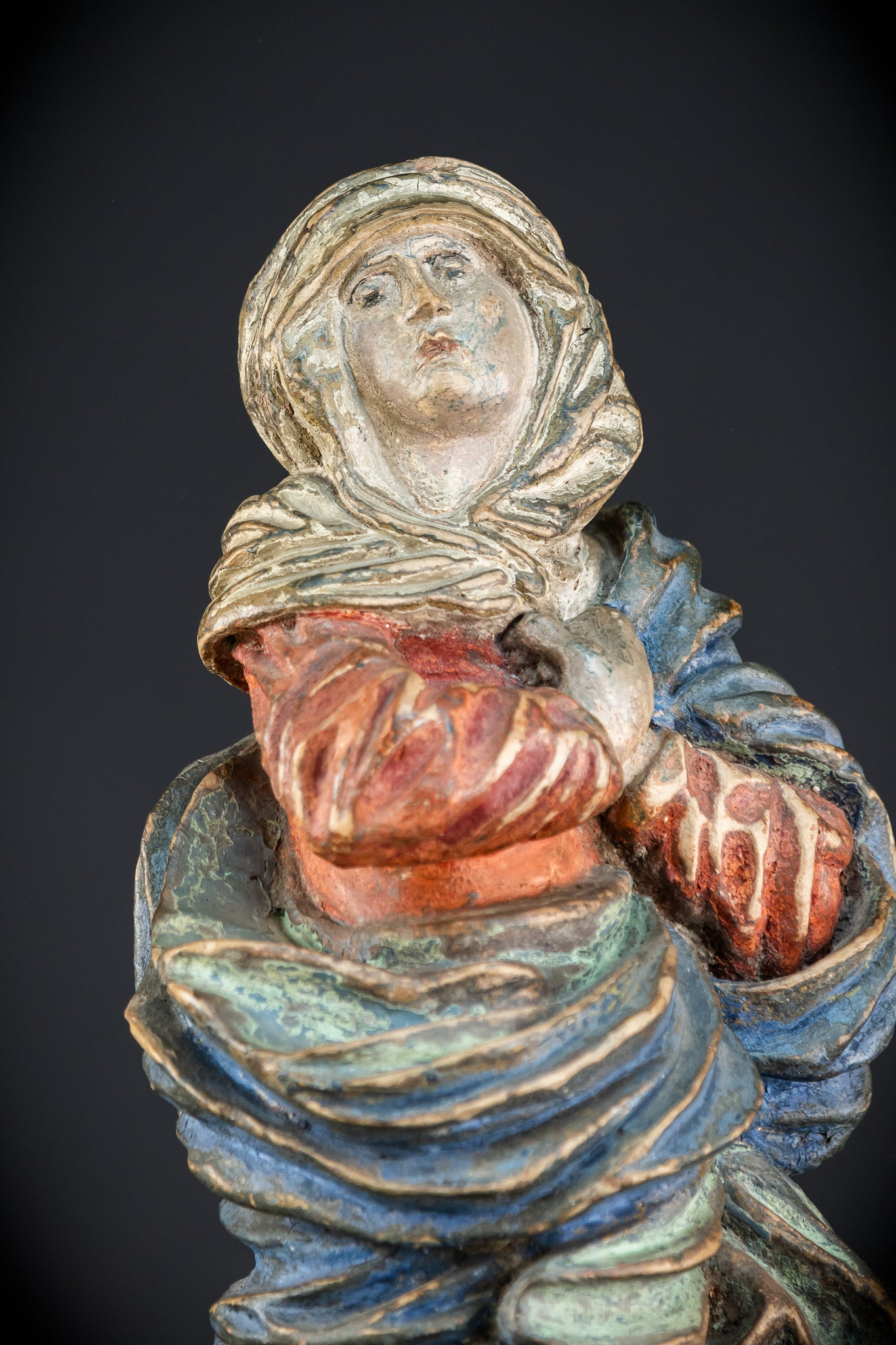 Mater Dolorosa Terracotta Statue | 1700s Baroque | 23.6"