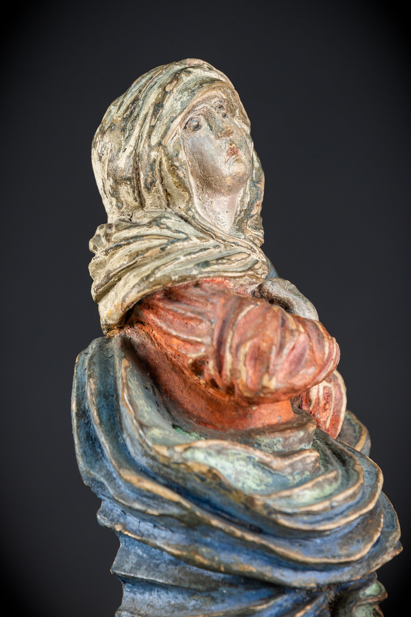 Mater Dolorosa Terracotta Statue | 1700s Baroque | 23.6"