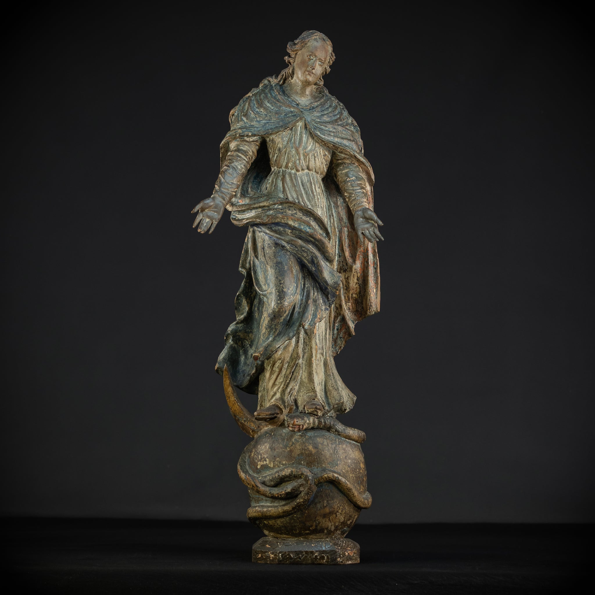 Virgin Mary Wooden Statue | 1700s Antique | 30” / 77 cm