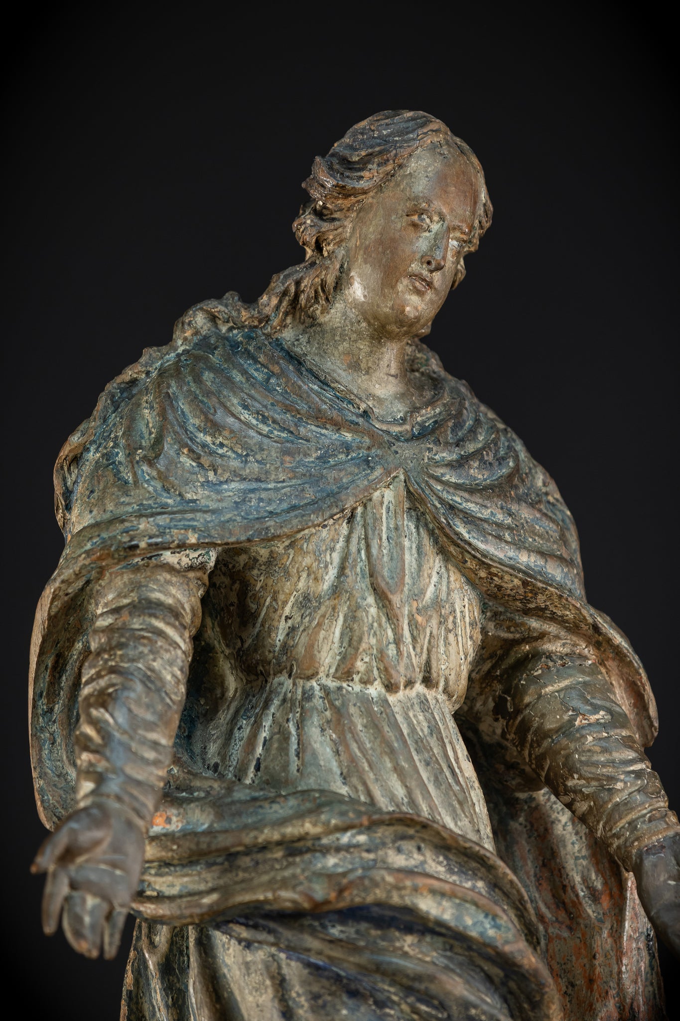 Virgin Mary Wooden Statue | 1700s Antique | 30” / 77 cm