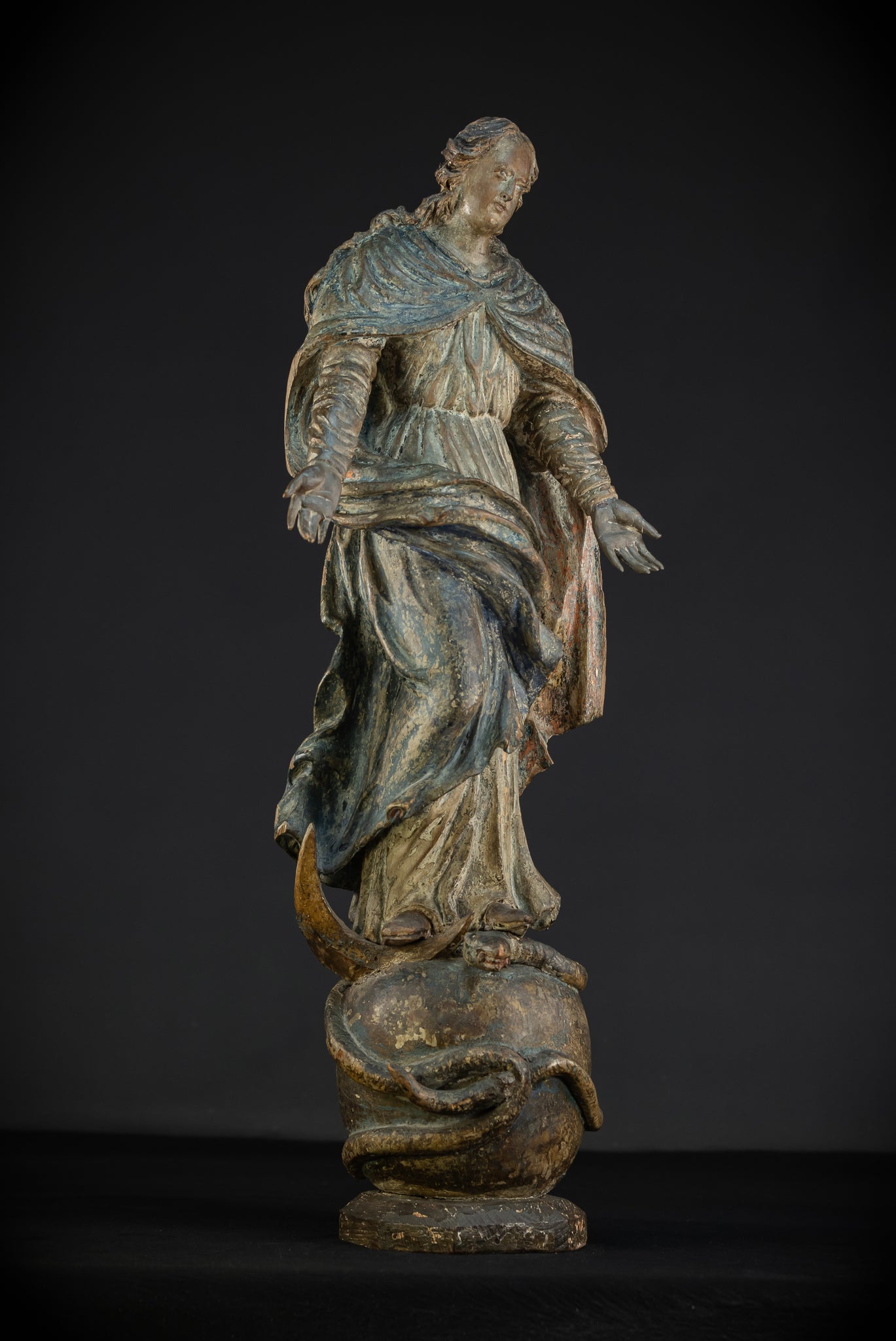 Virgin Mary Wooden Statue | 1700s Antique | 30” / 77 cm