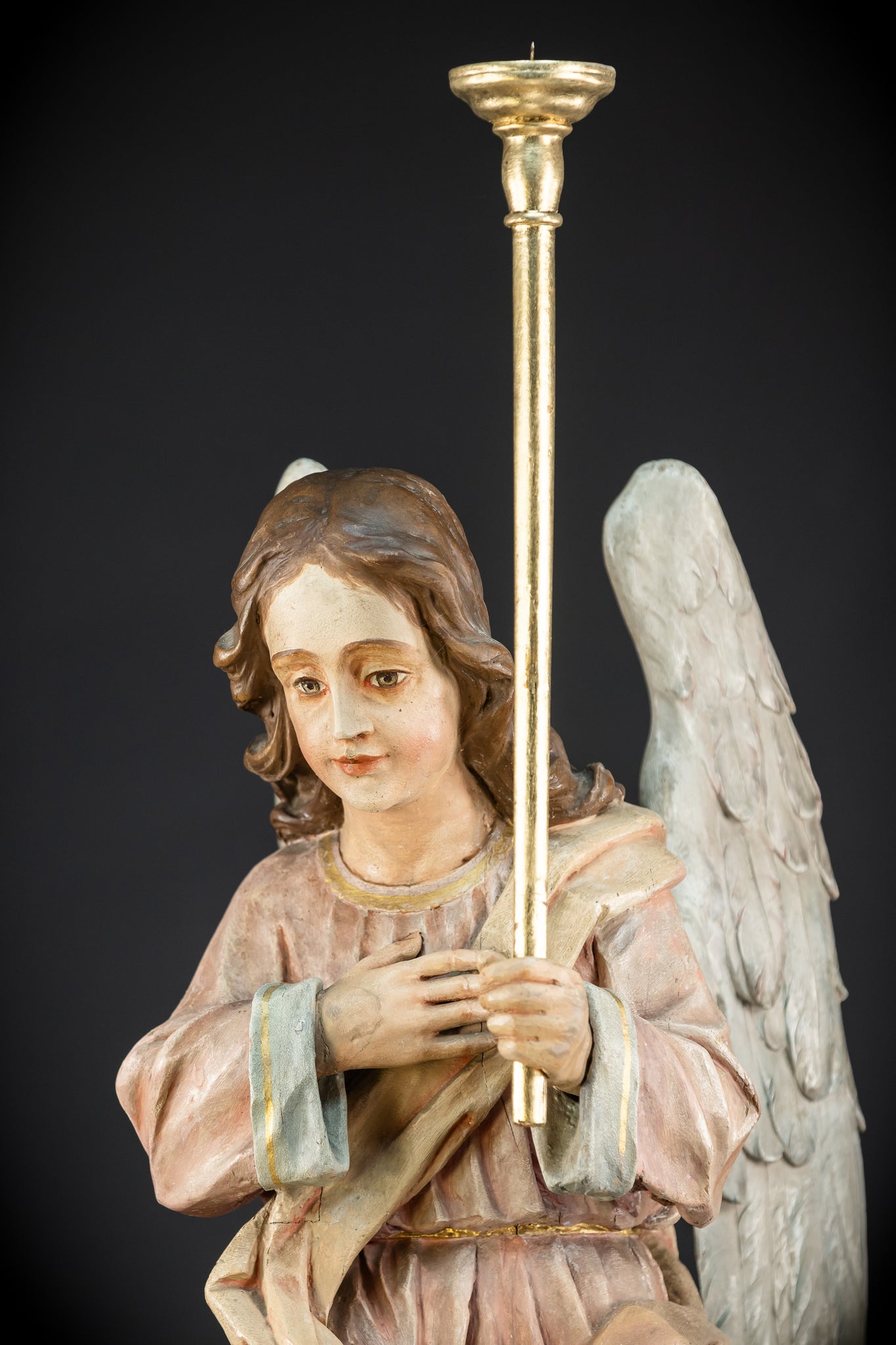 Pair of Angel Statues | 1800s Antique | 33.9" / 86 cm