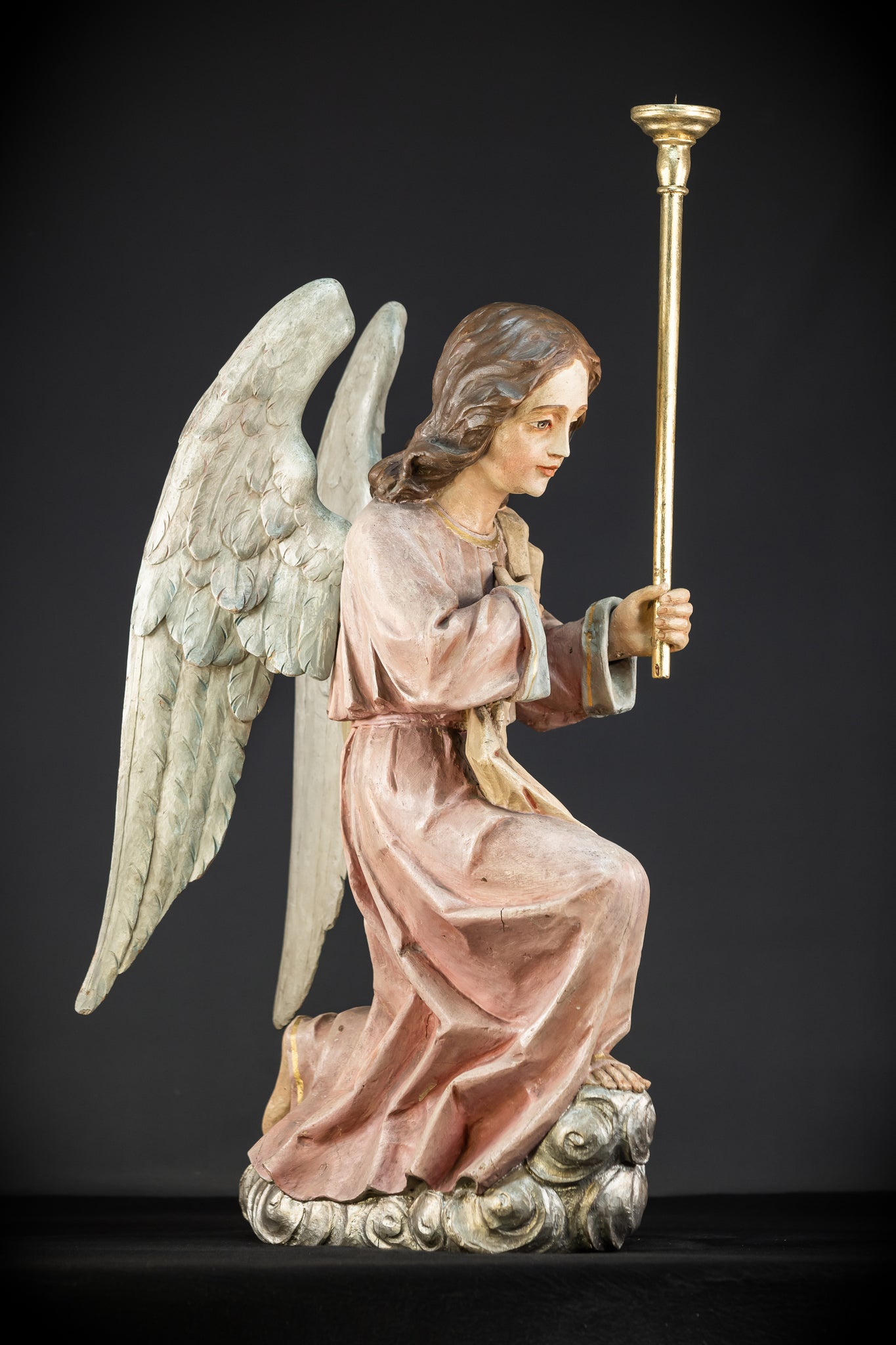 Pair of Angel Statues | 1800s Antique | 33.9" / 86 cm