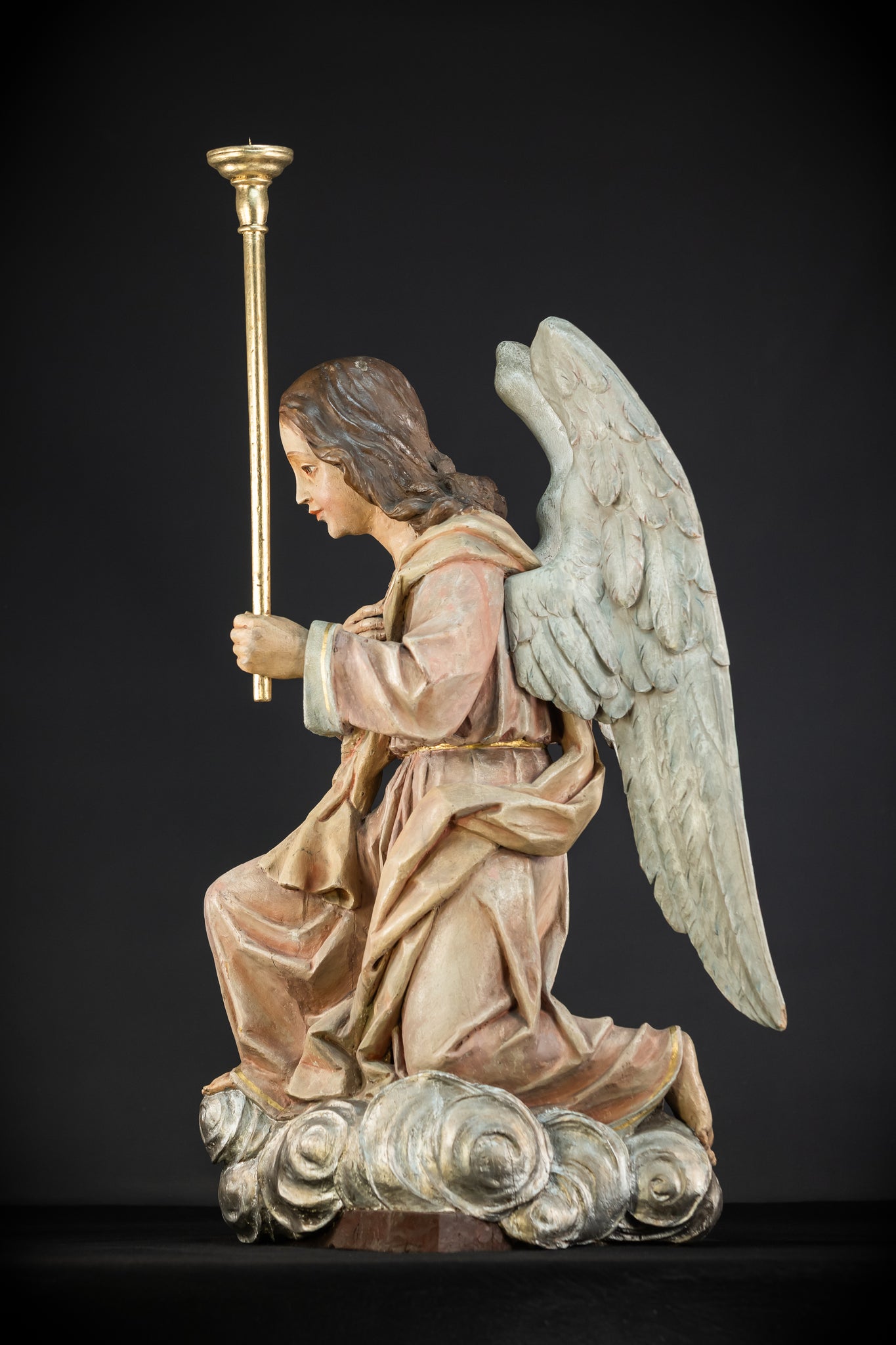 Pair of Angel Statues | 1800s Antique | 33.9" / 86 cm
