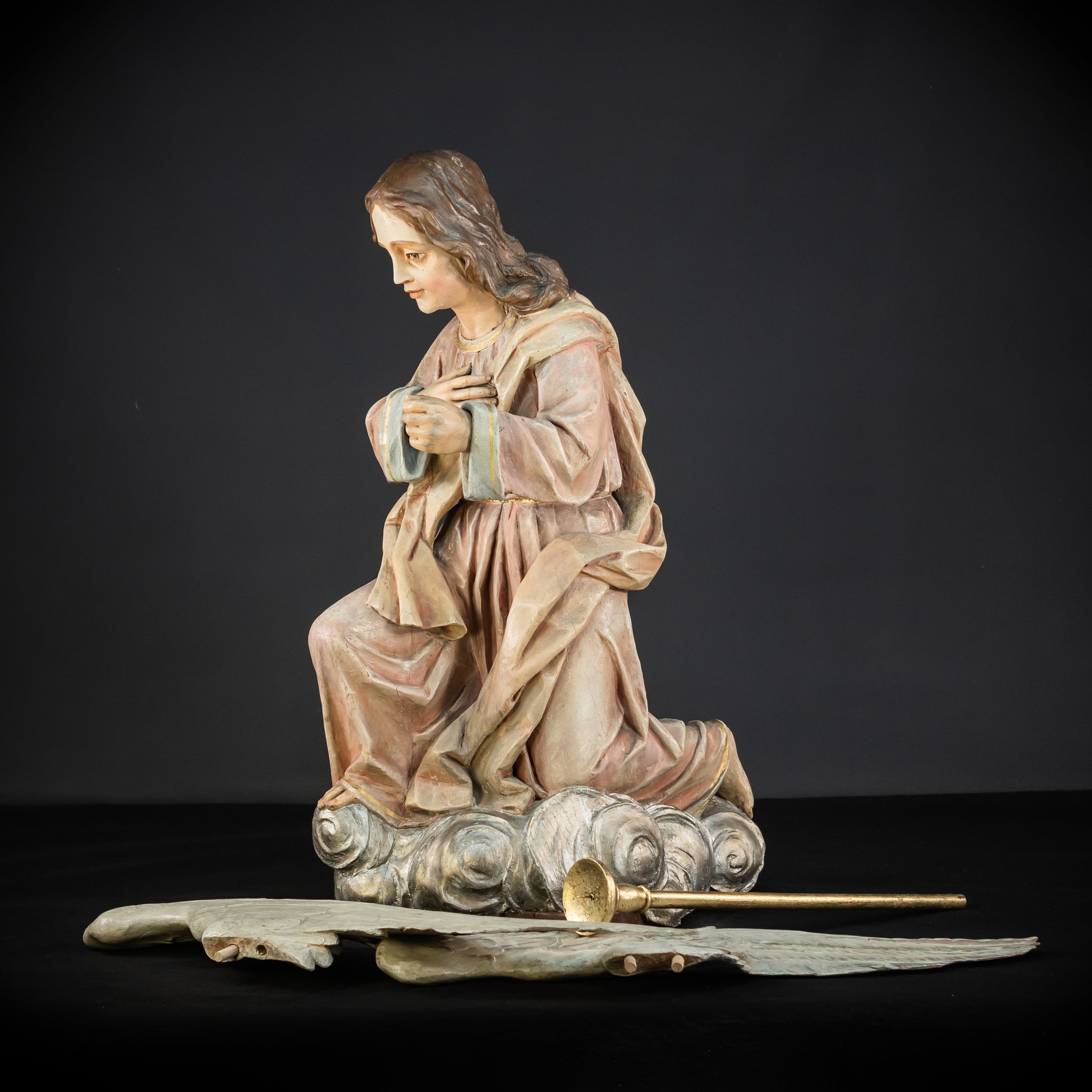 Pair of Angel Statues | 1800s Antique | 33.9" / 86 cm
