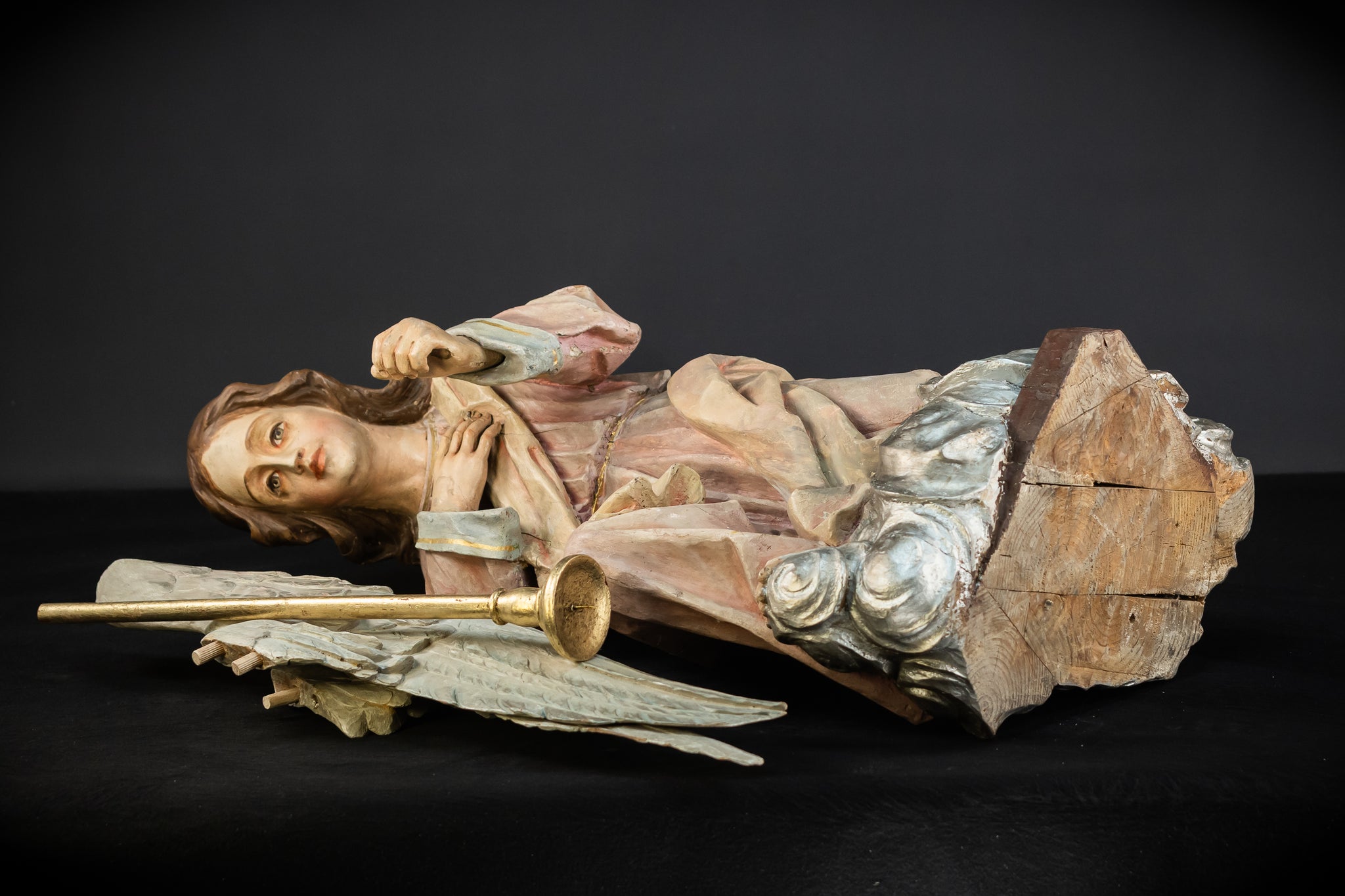 Pair of Angel Statues | 1800s Antique | 33.9" / 86 cm