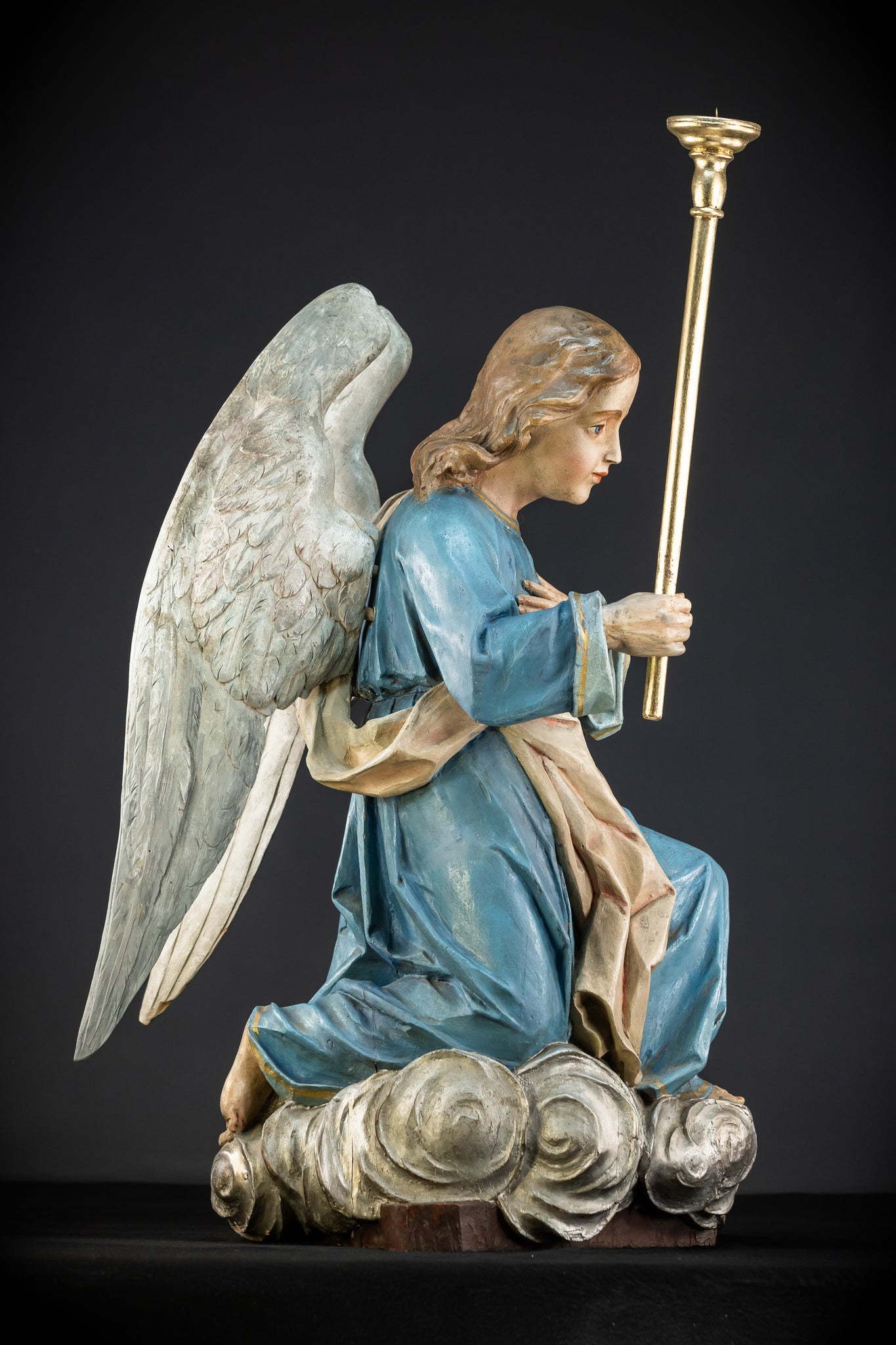 Pair of Angel Statues | 1800s Antique | 33.9" / 86 cm