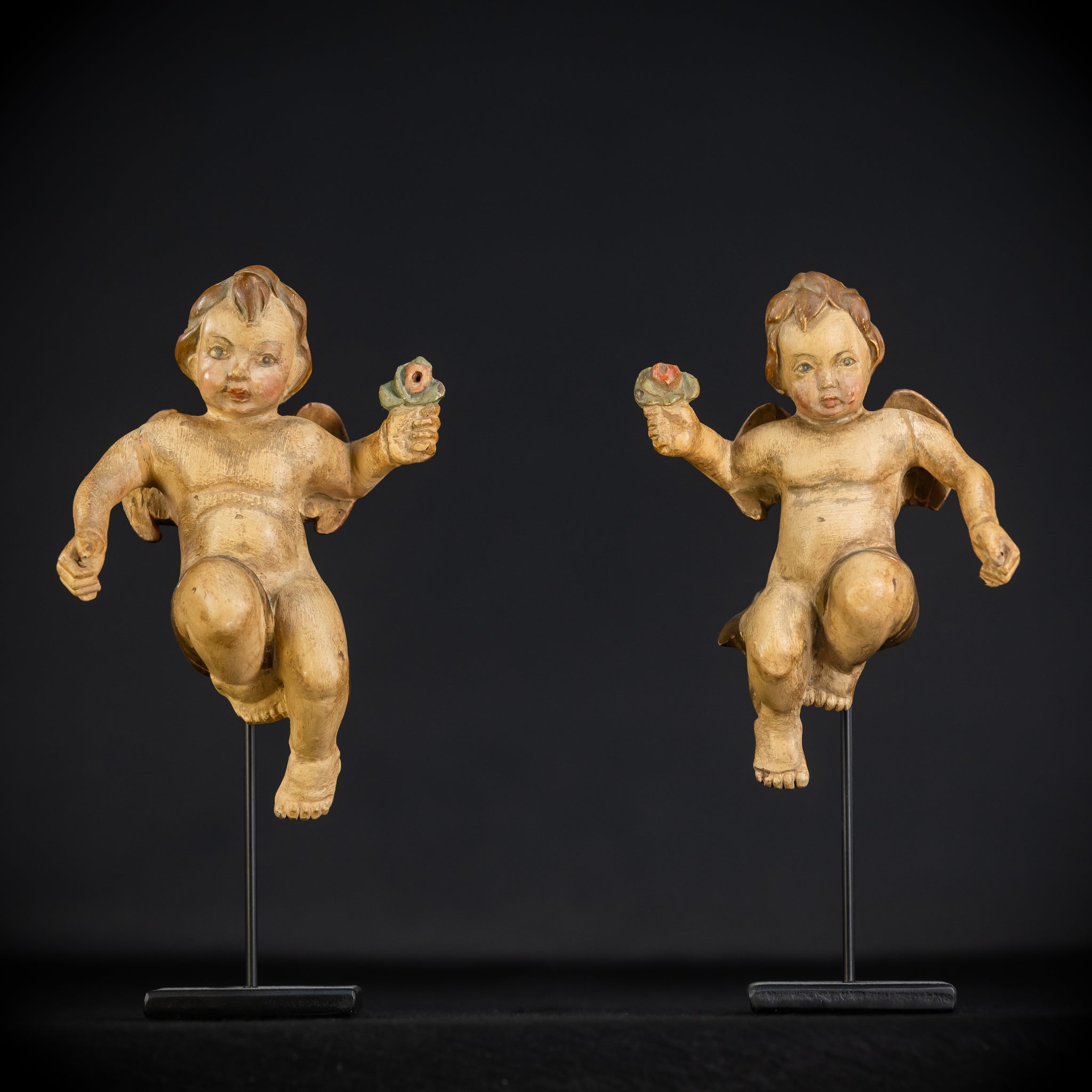 Angel Statues Pair | 1800s | 7.5"/ 19 cm