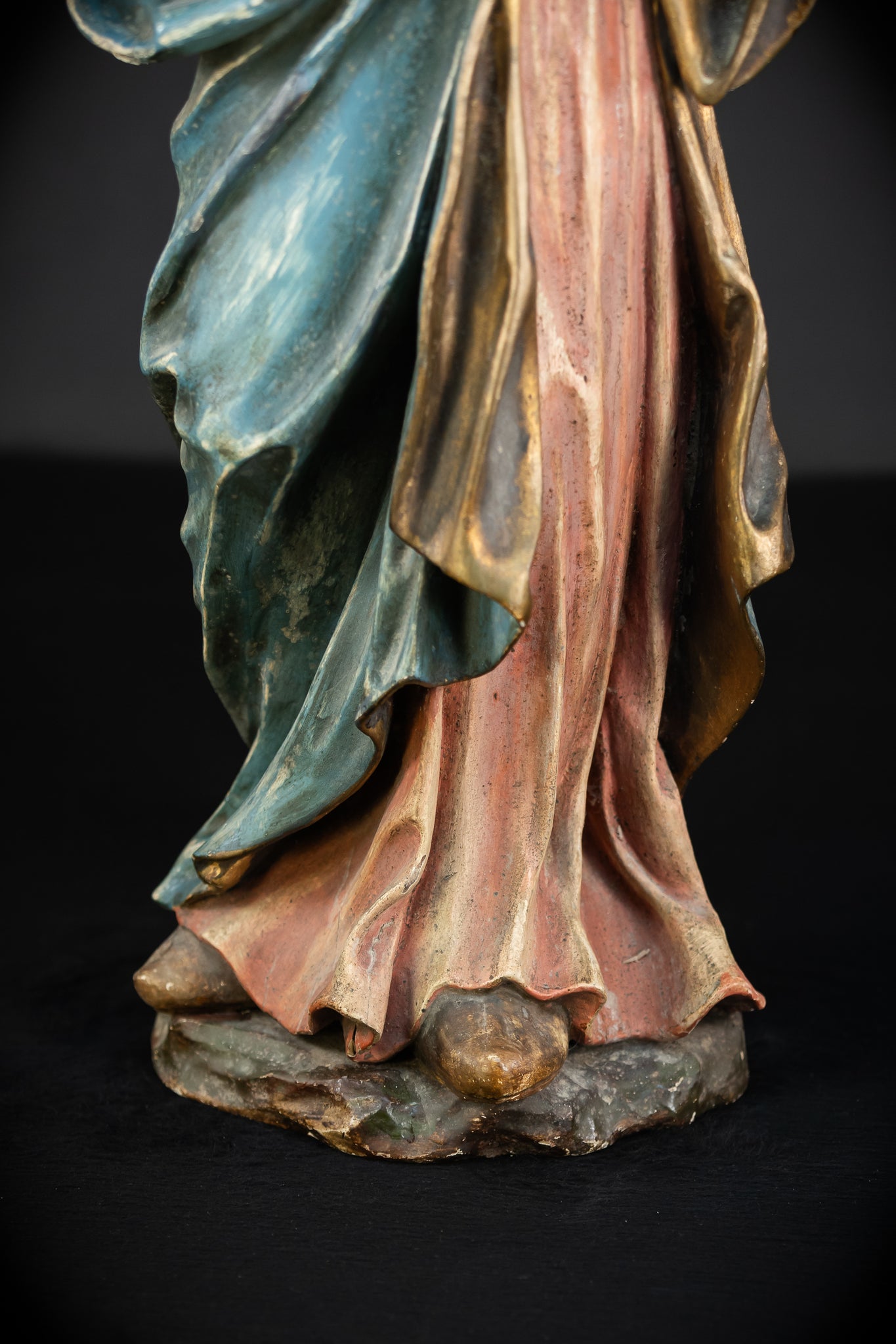 Virgin Mary with Infant Jesus Wooden | 1700s Baroque 26.6”