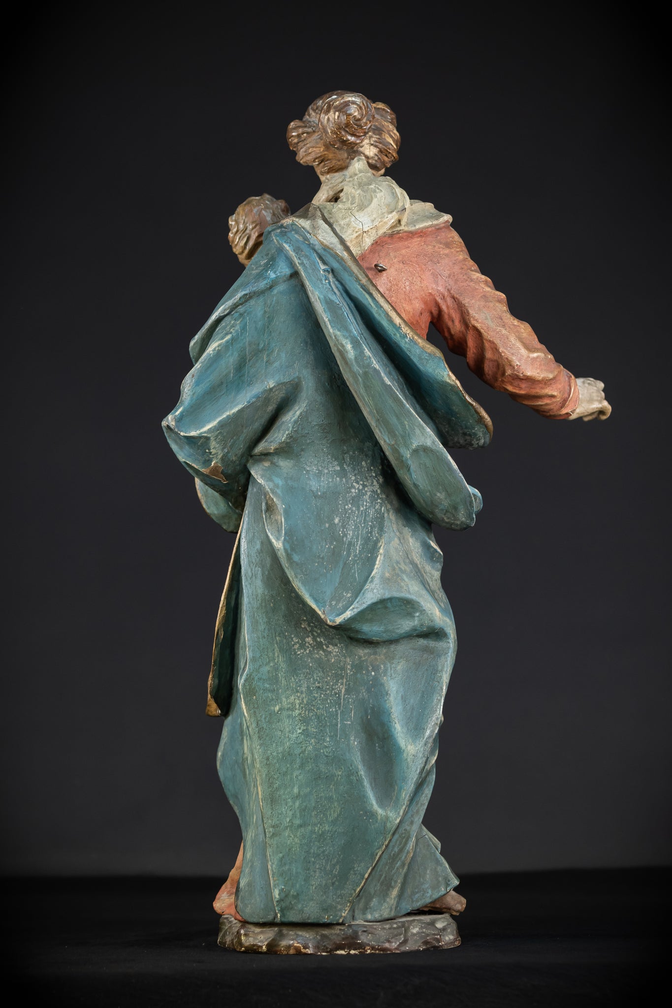 Virgin Mary with Infant Jesus Wooden | 1700s Baroque 26.6”