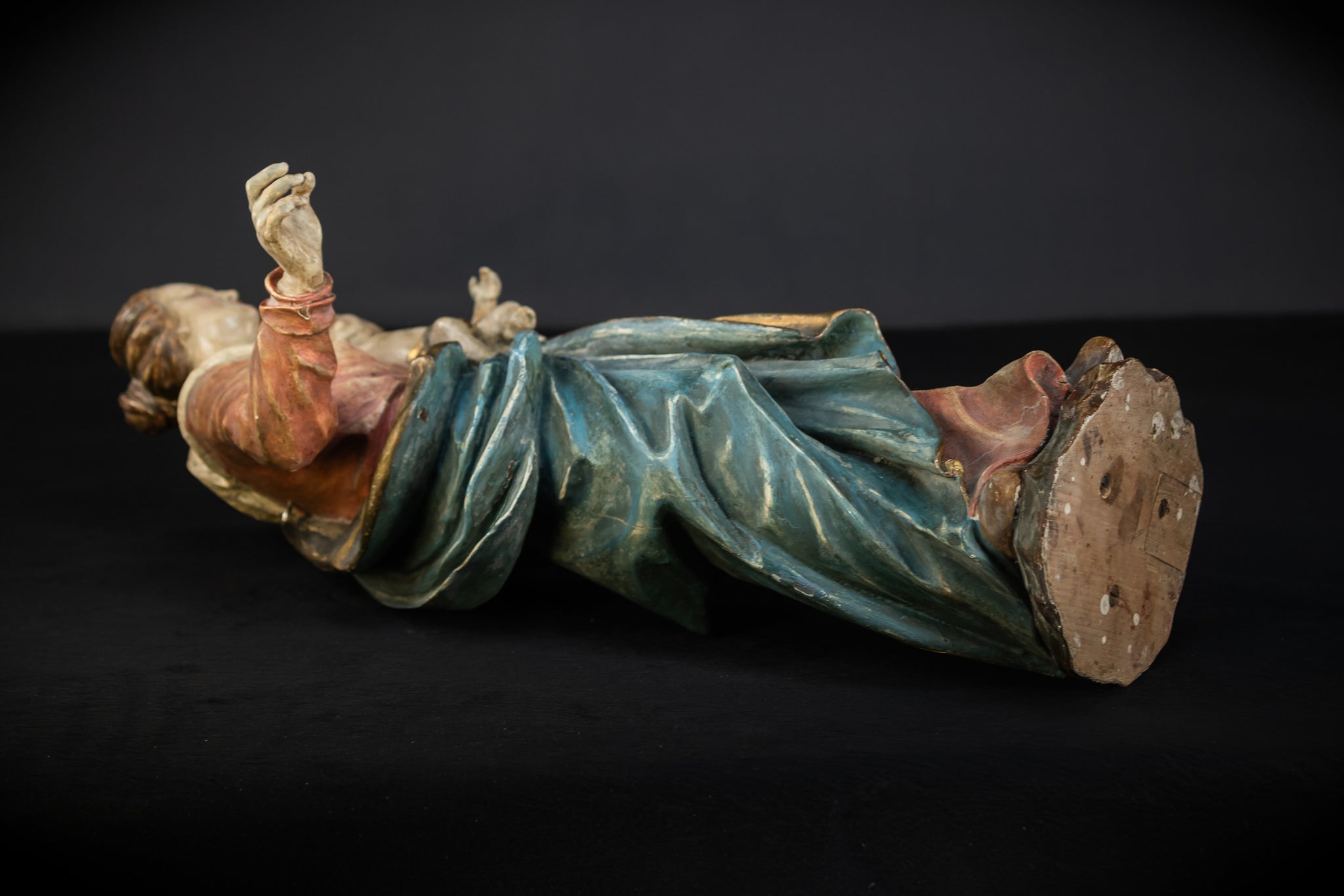 Virgin Mary with Infant Jesus Wooden | 1700s Baroque 26.6”