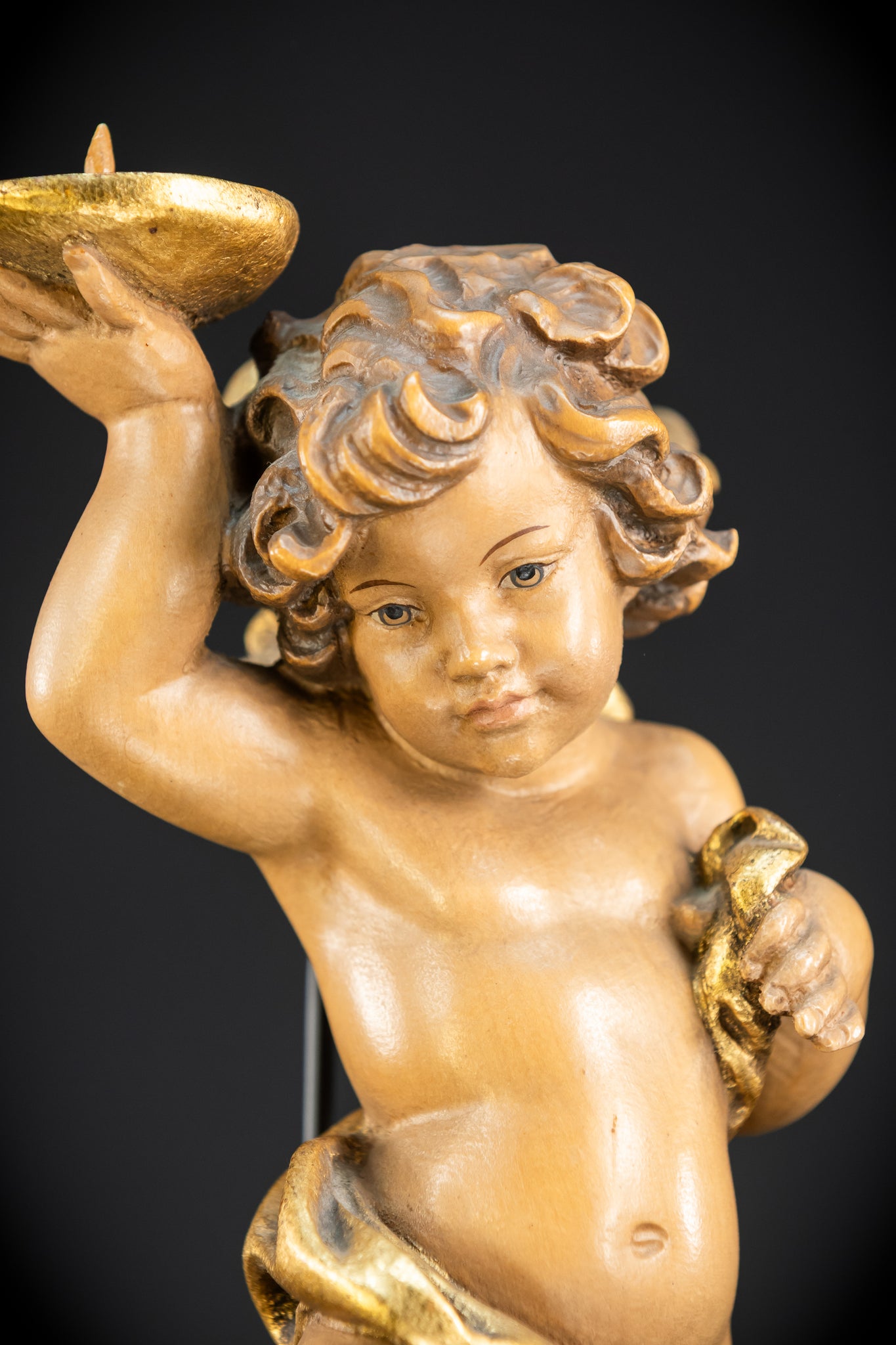 Angel Statues Pair | Mid 1900s Cherubs Wood Carving | 10"