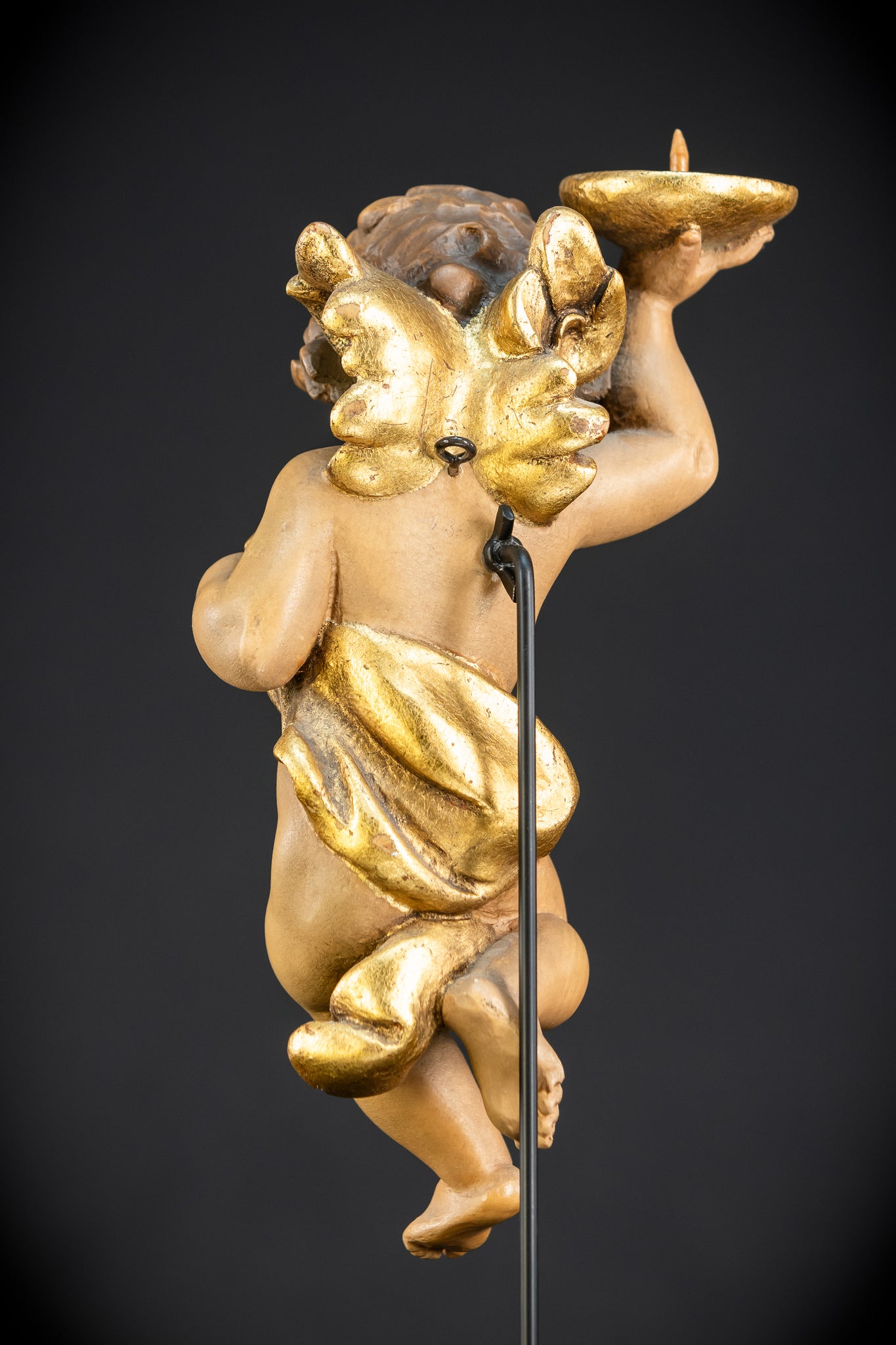 Angel Statues Pair | Mid 1900s Cherubs Wood Carving | 10"