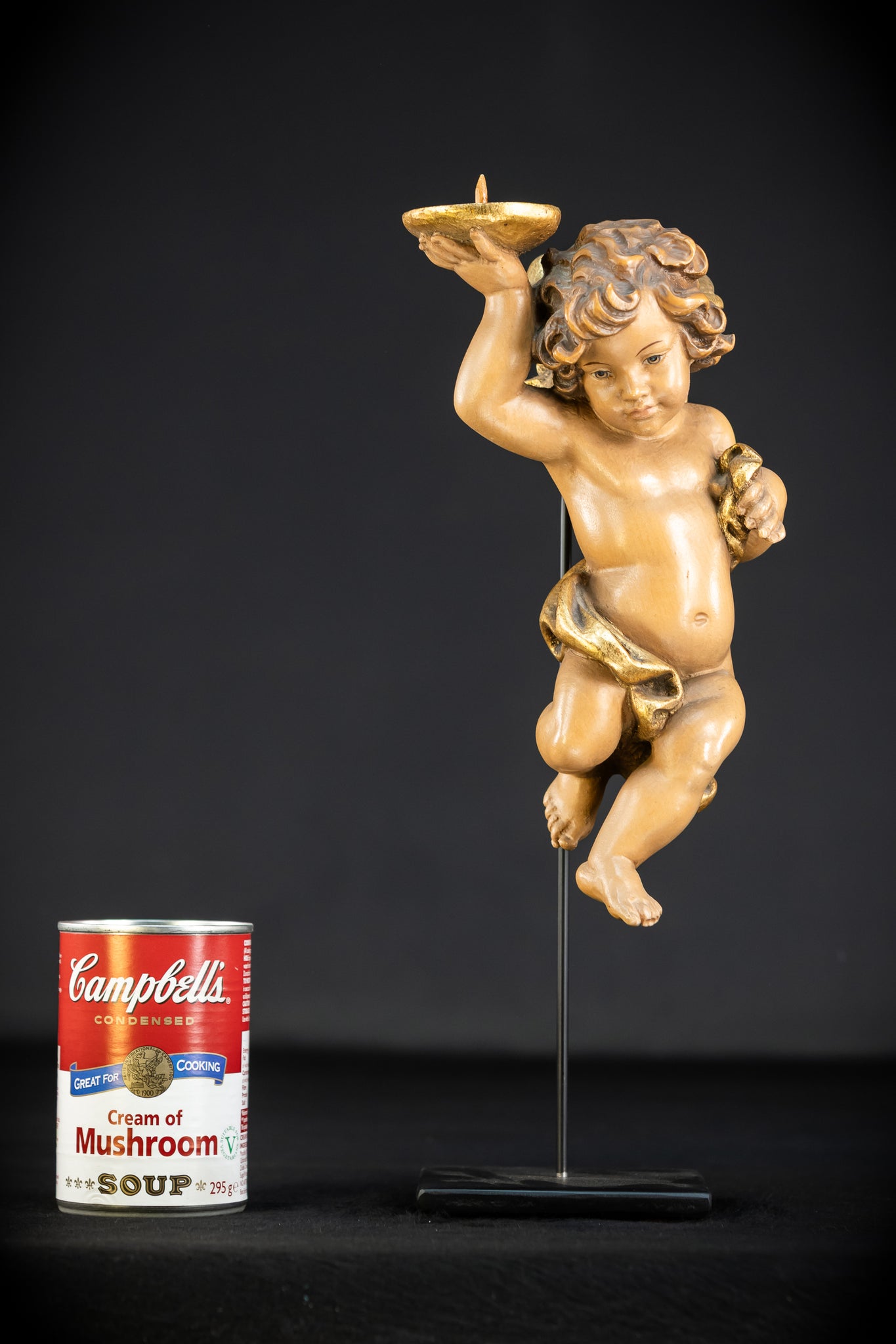 Angel Statues Pair | Mid 1900s Cherubs Wood Carving | 10"