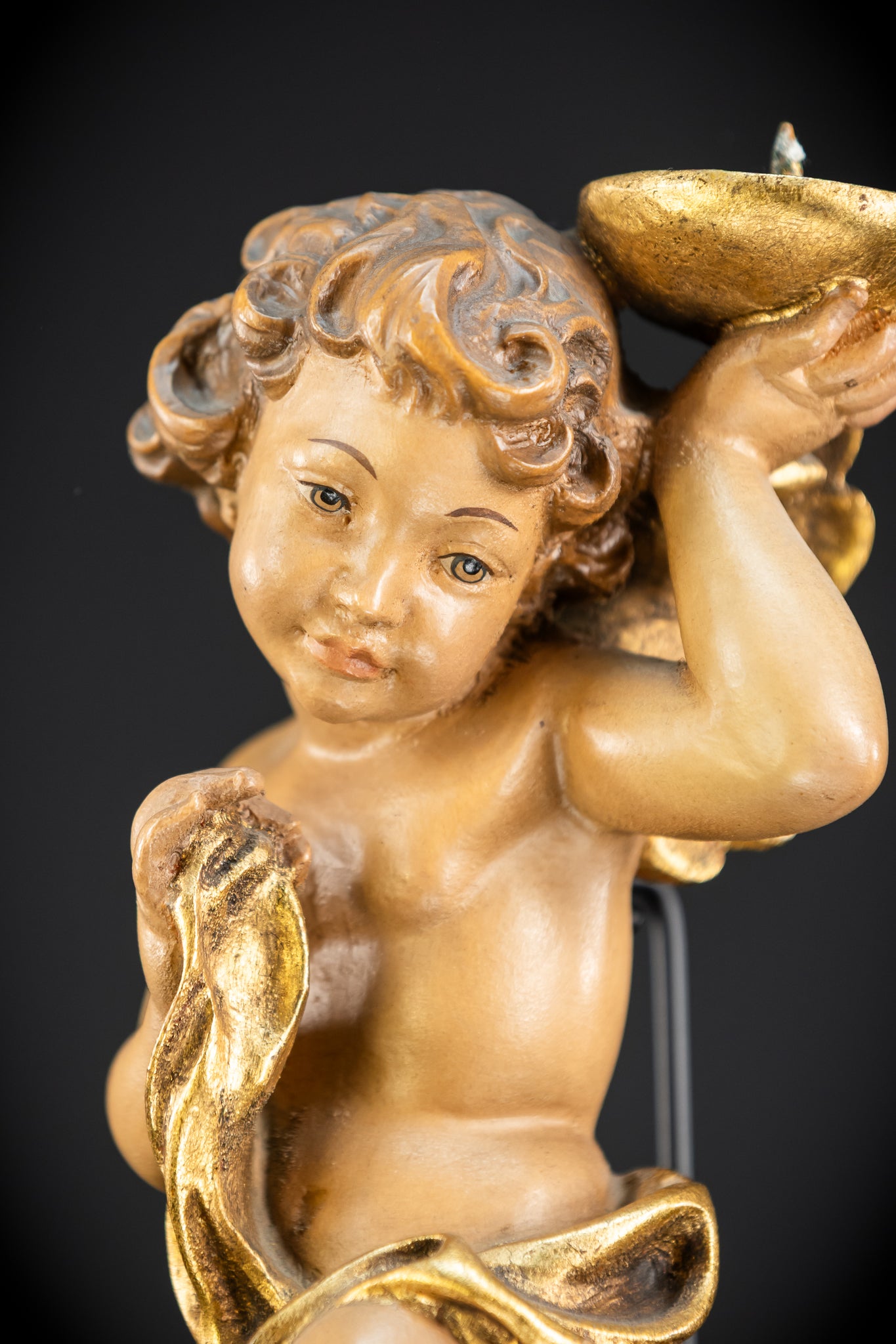 Angel Statues Pair | Mid 1900s Cherubs Wood Carving | 10"