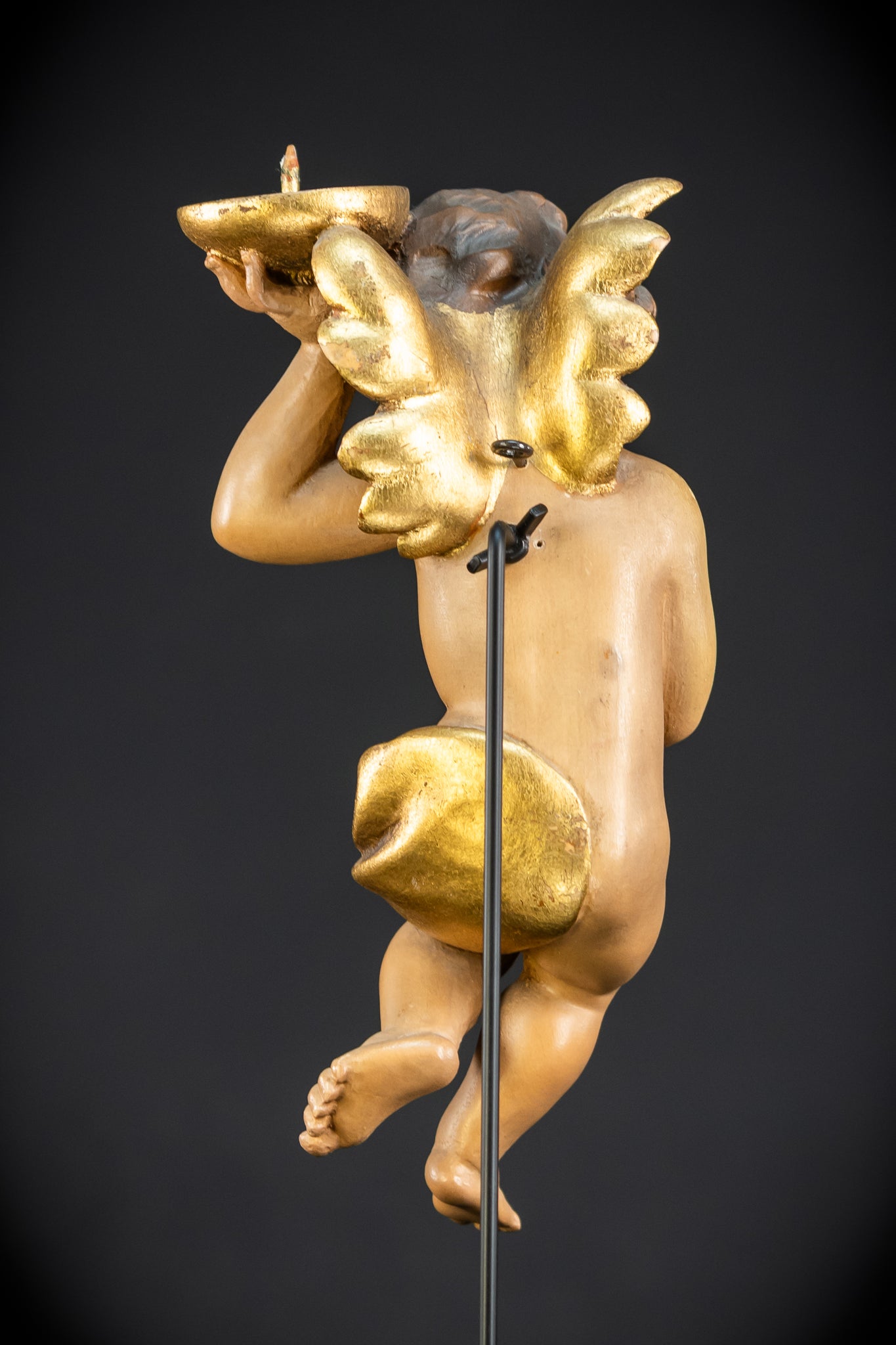 Angel Statues Pair | Mid 1900s Cherubs Wood Carving | 10"
