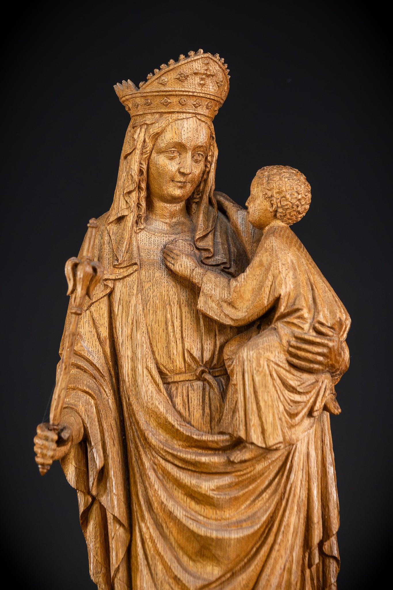 Virgin Mary Child Jesus Statue | 1800s | 20" / 51 cm