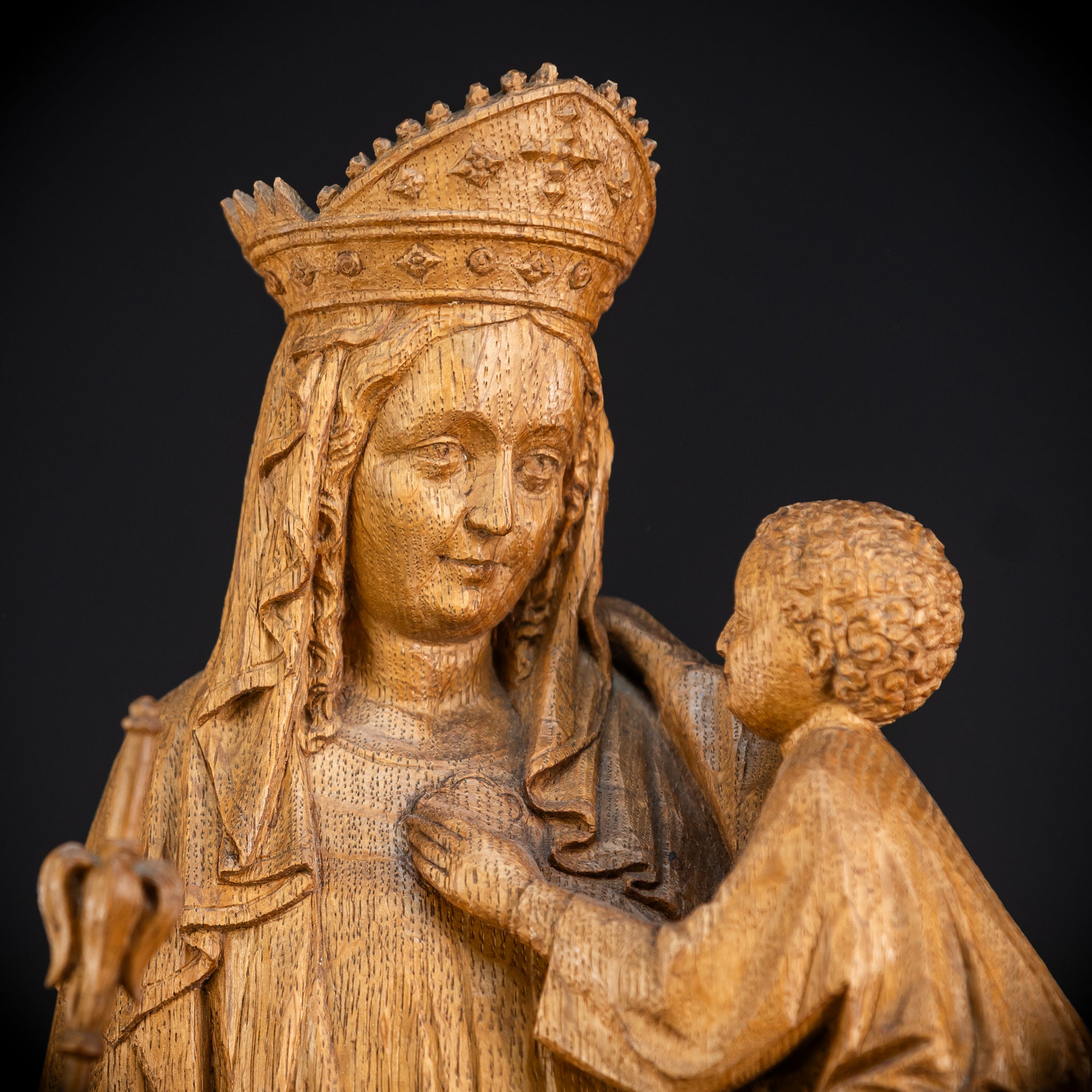 Virgin Mary Child Jesus Statue | 1800s | 20" / 51 cm