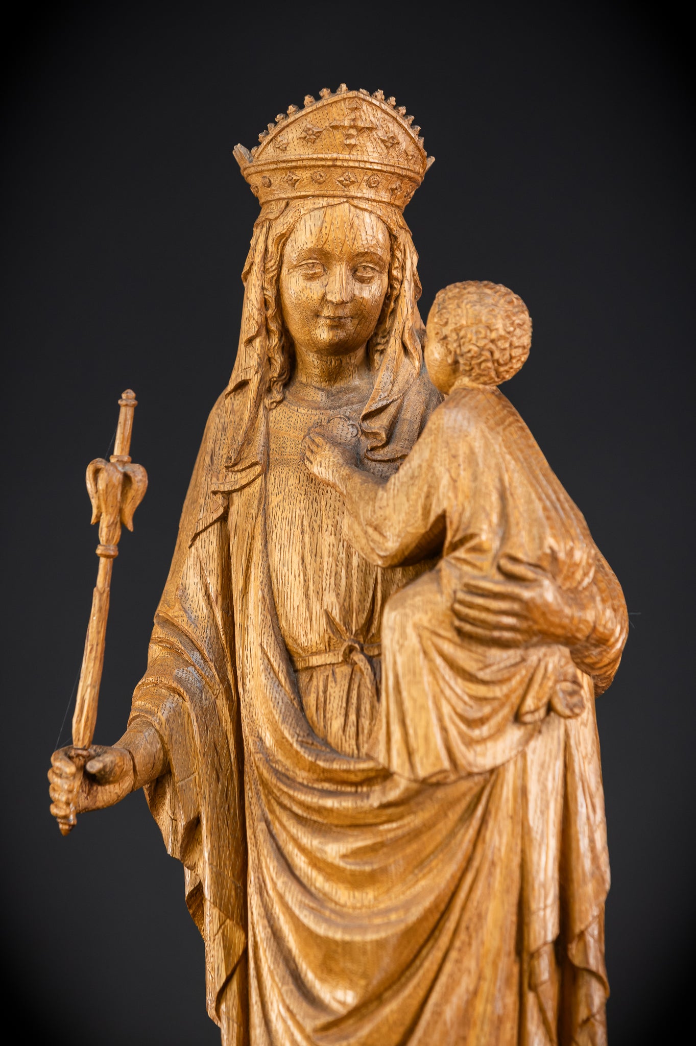 Virgin Mary Child Jesus Statue | 1800s | 20" / 51 cm