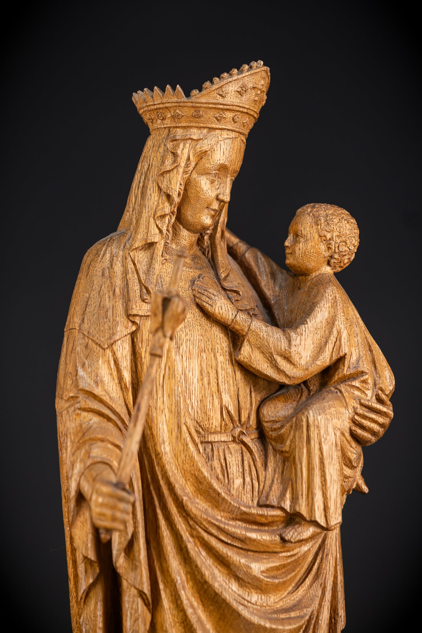 Virgin Mary Child Jesus Statue | 1800s | 20" / 51 cm