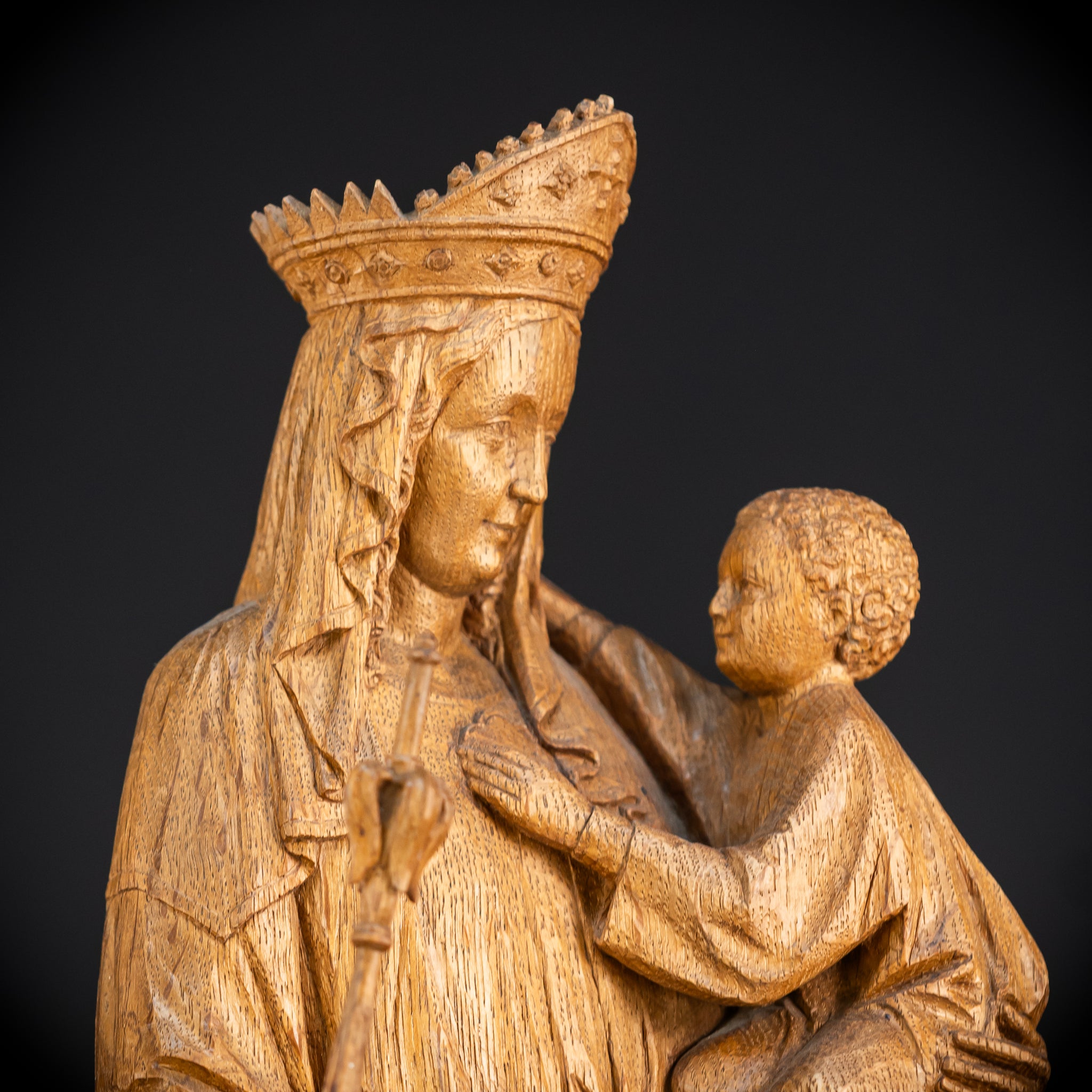 Virgin Mary Child Jesus Statue | 1800s | 20" / 51 cm
