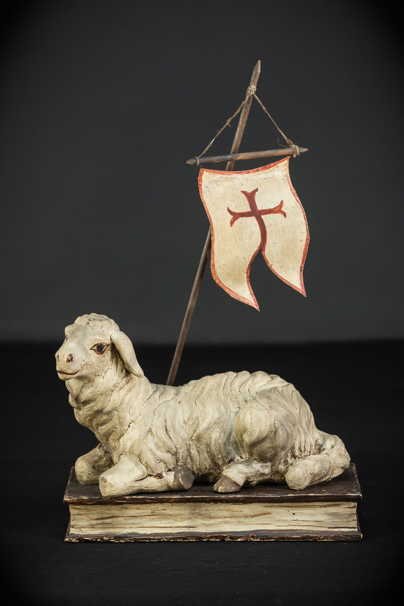 Lamb of God Wood Sculpture | Agnus Dei 19th C 16.3"/ 41.5 cm