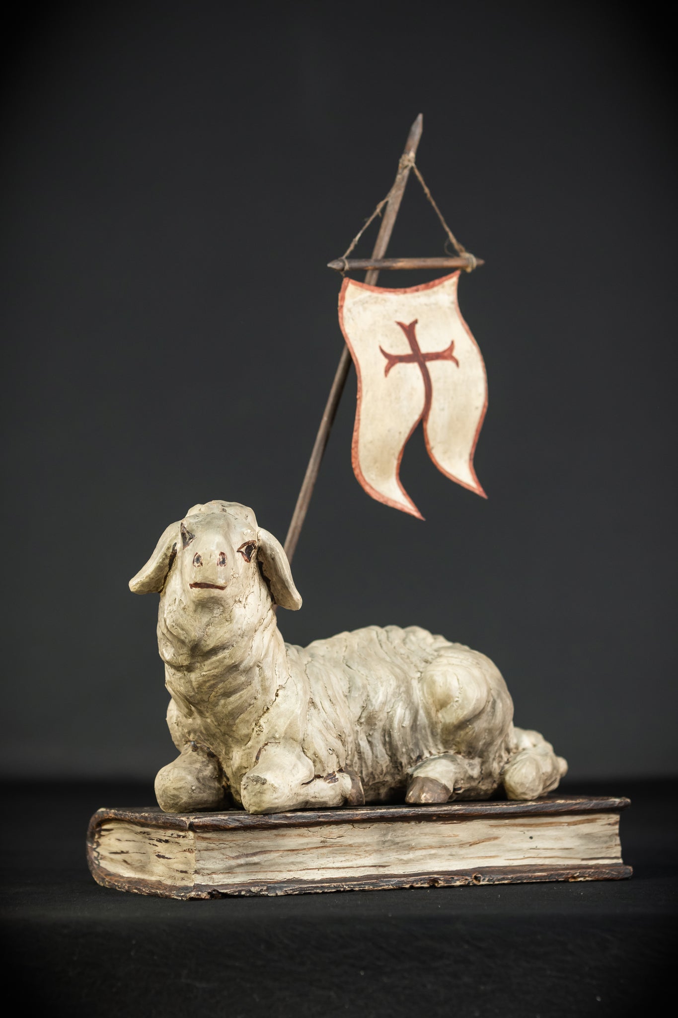 Lamb of God Wood Sculpture | Agnus Dei 19th C 16.3"/ 41.5 cm