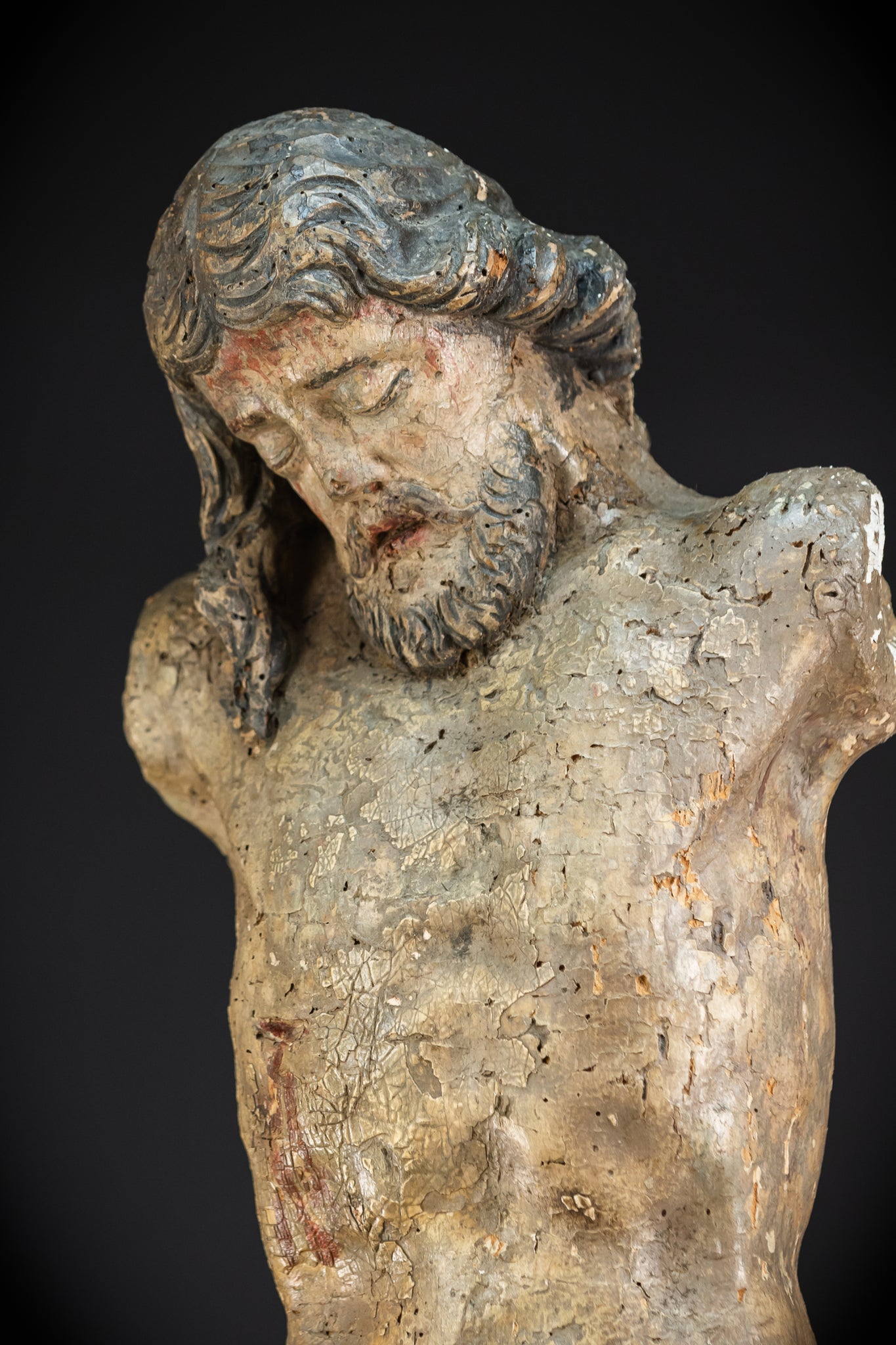 Corpus Christi Baroque Wood Sculpture | 1700s Antique | 34.2”/ 87 cm