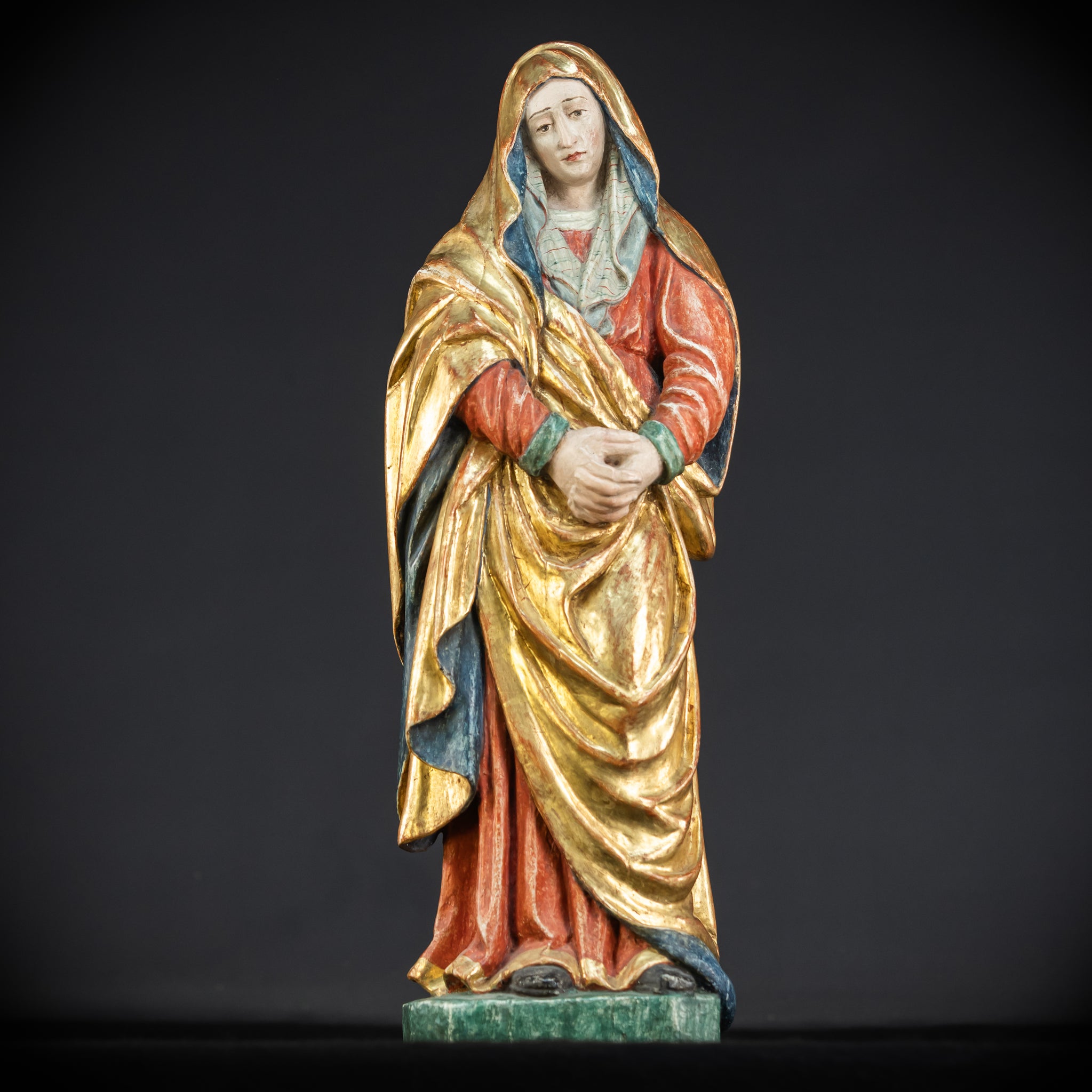 Mater Dolorosa Wooden Statue | 1700s Antique | 20.1"
