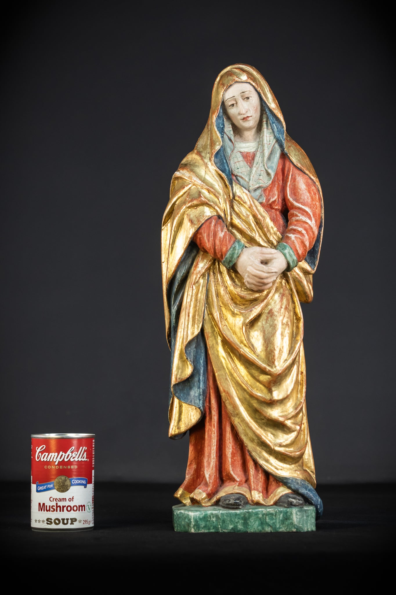 Mater Dolorosa Wooden Statue | 1700s Antique | 20.1"