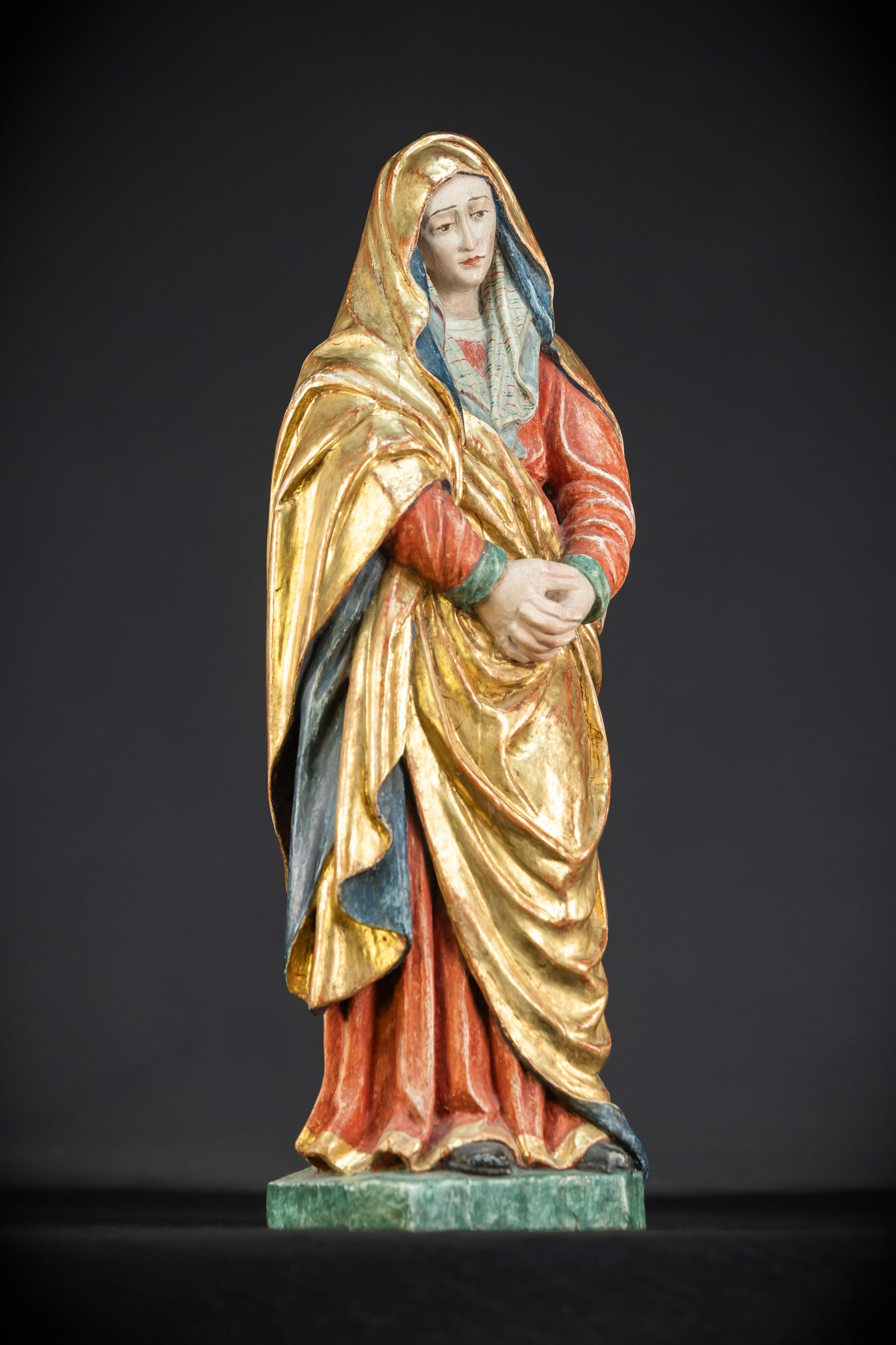 Mater Dolorosa Wooden Statue | 1700s Antique | 20.1"