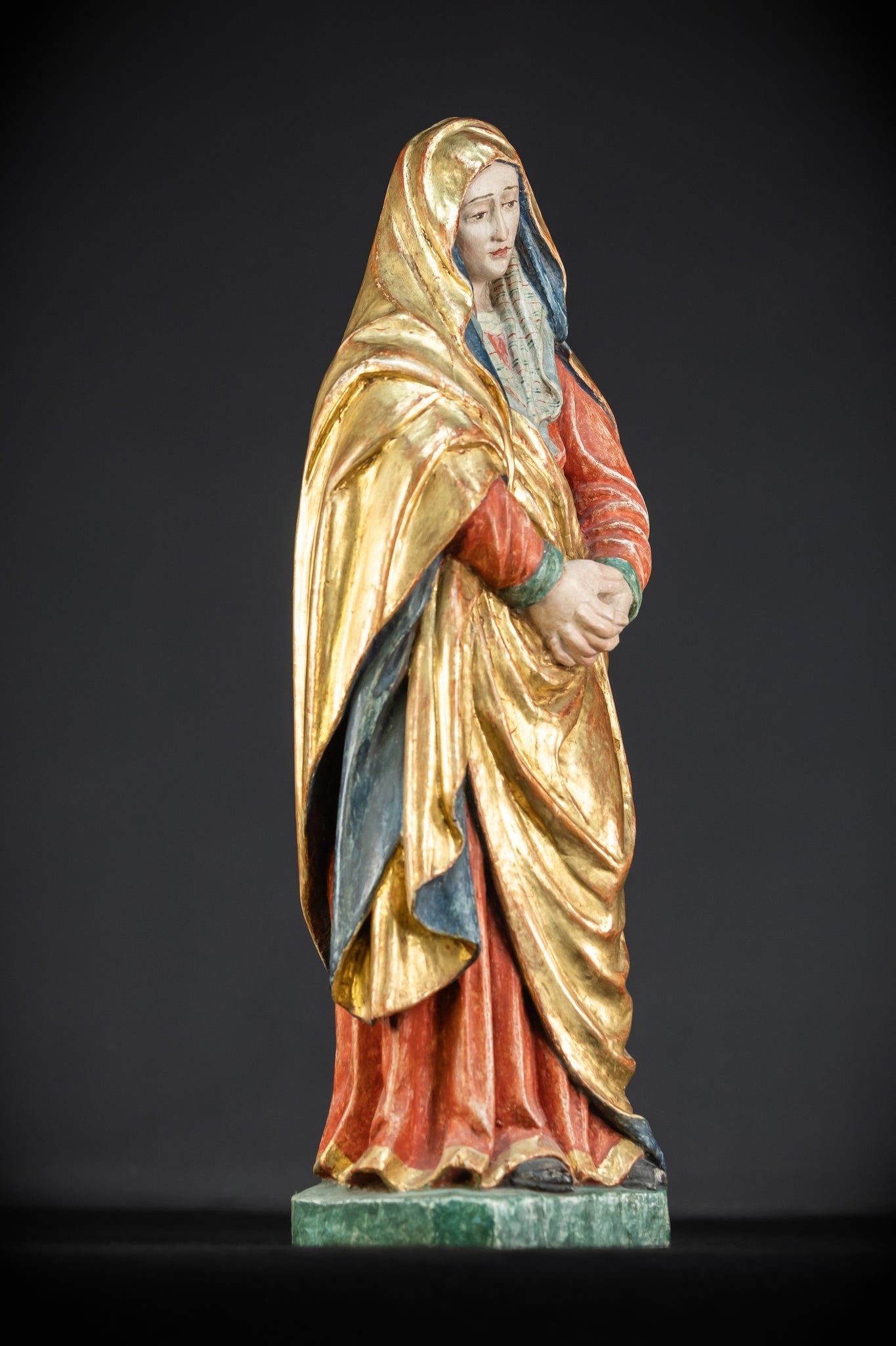 Mater Dolorosa Wooden Statue | 1700s Antique | 20.1"