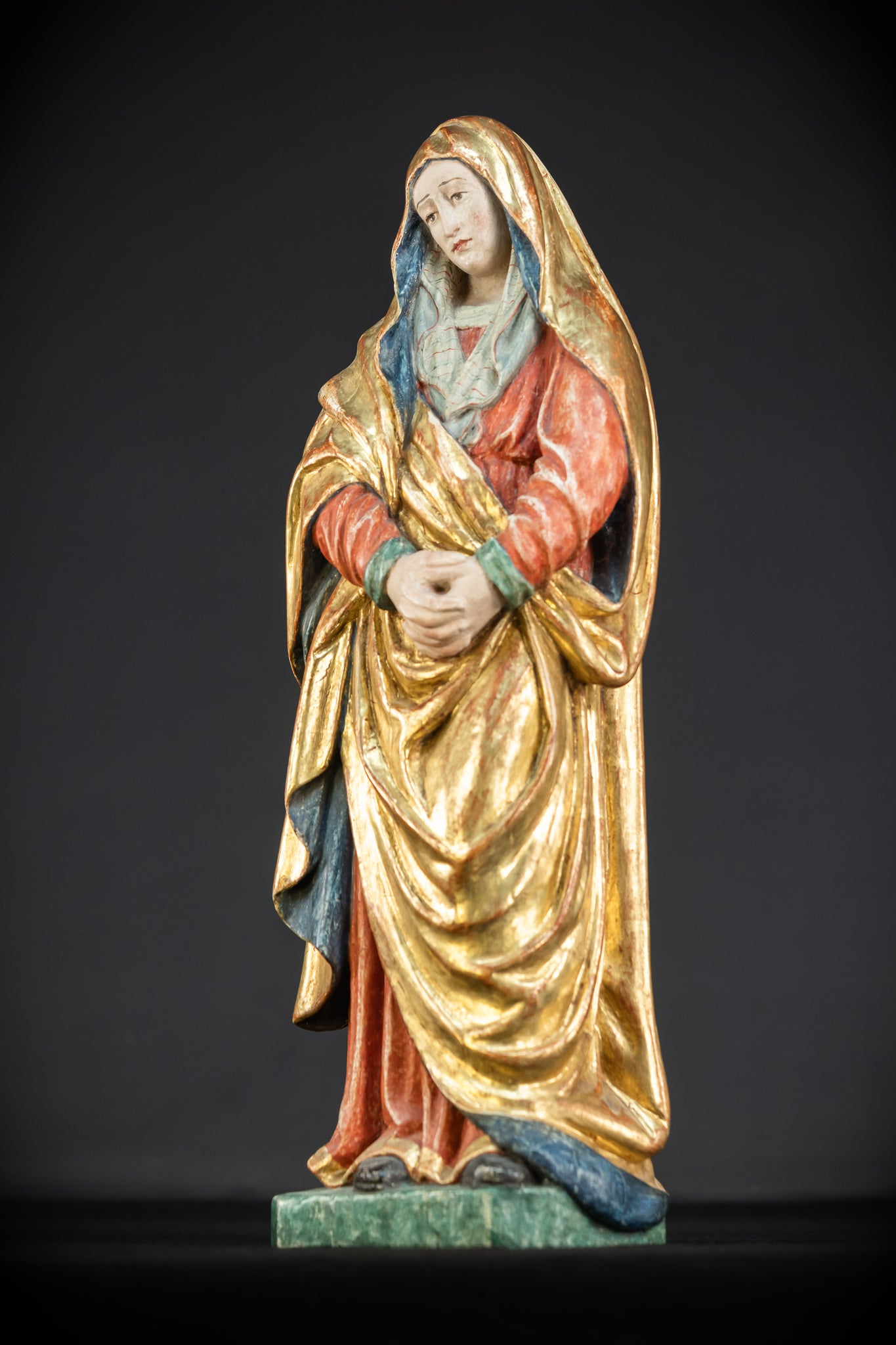 Mater Dolorosa Wooden Statue | 1700s Antique | 20.1"
