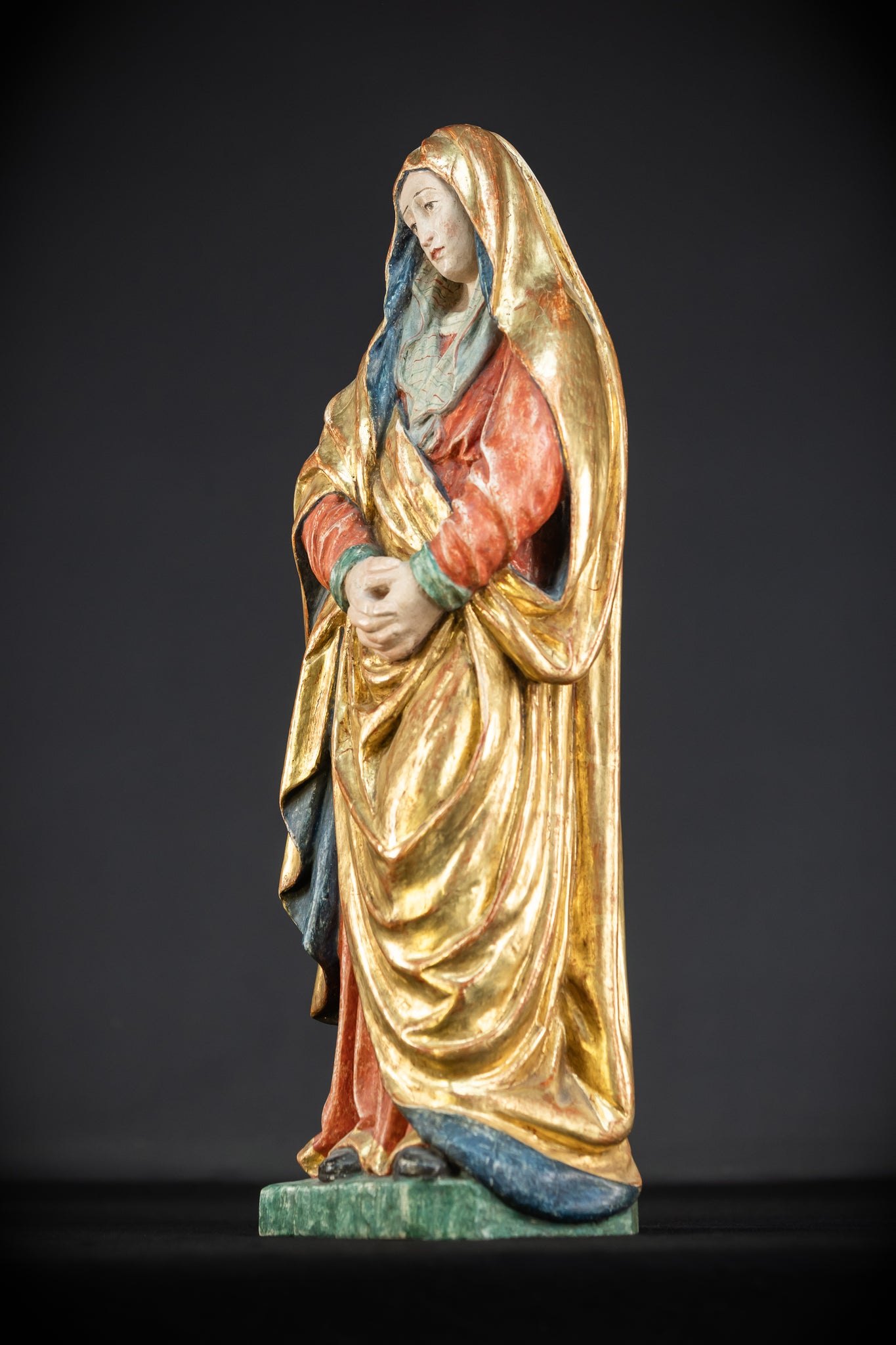 Mater Dolorosa Wooden Statue | 1700s Antique | 20.1"