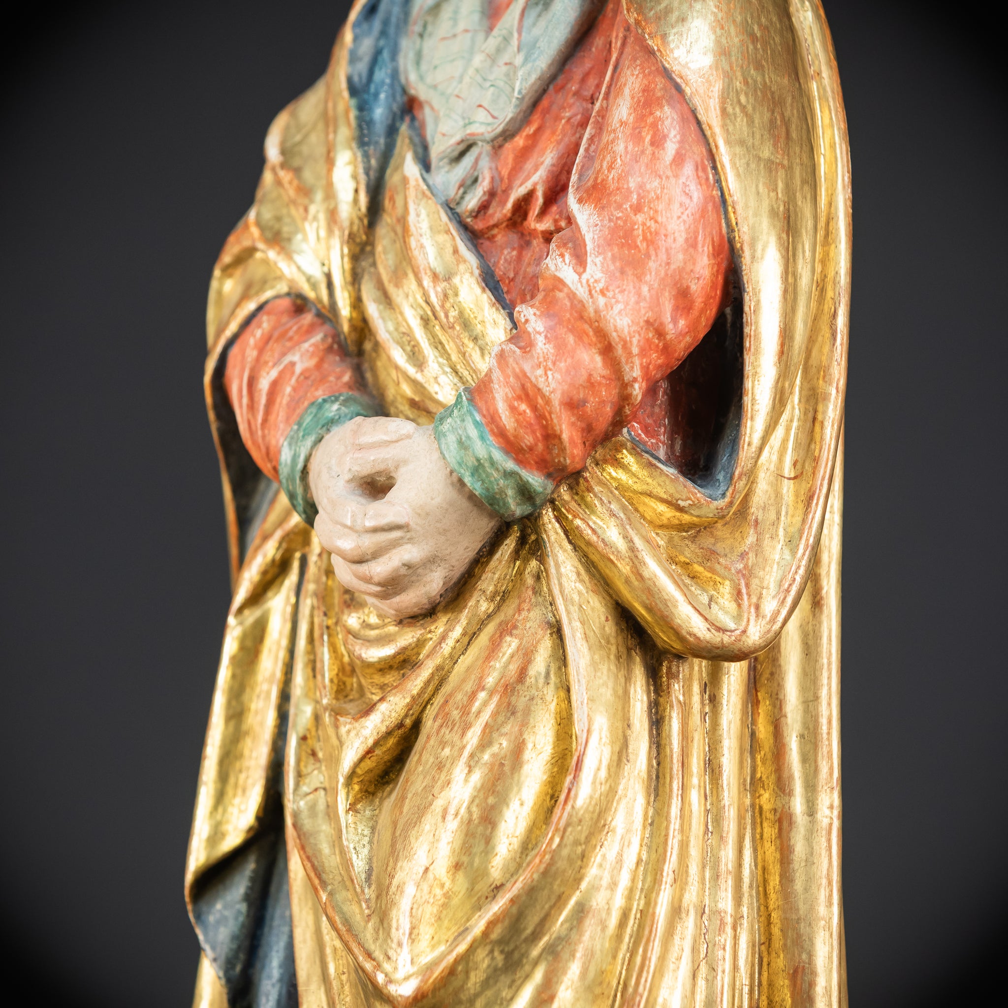 Mater Dolorosa Wooden Statue | 1700s Antique | 20.1"