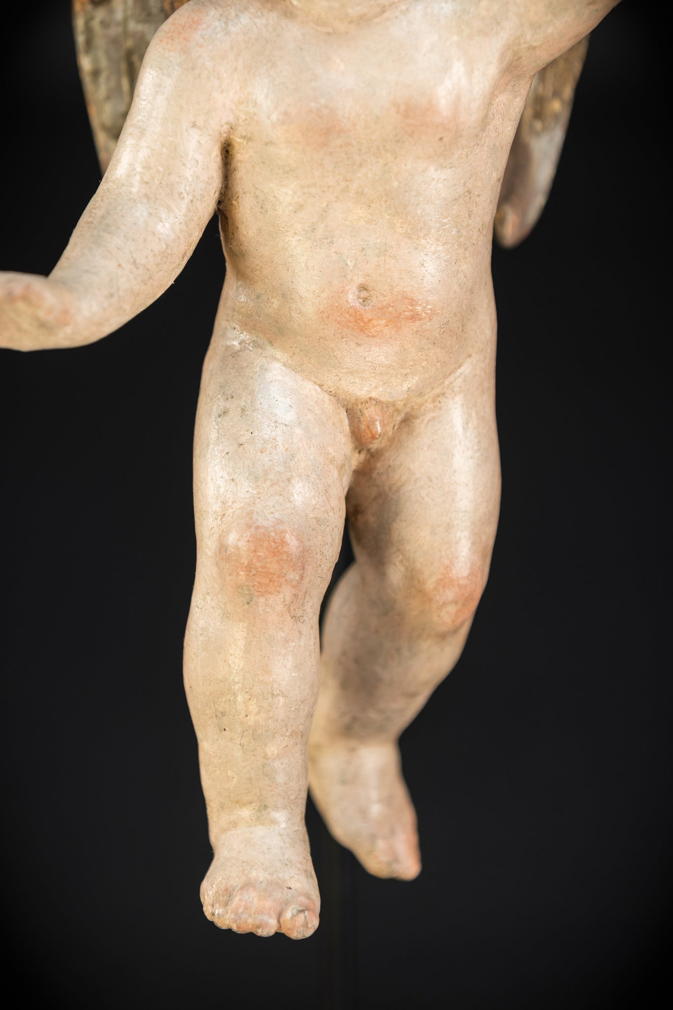 Angel Statues Pair | 1700s Cherubs Wood 9.5"