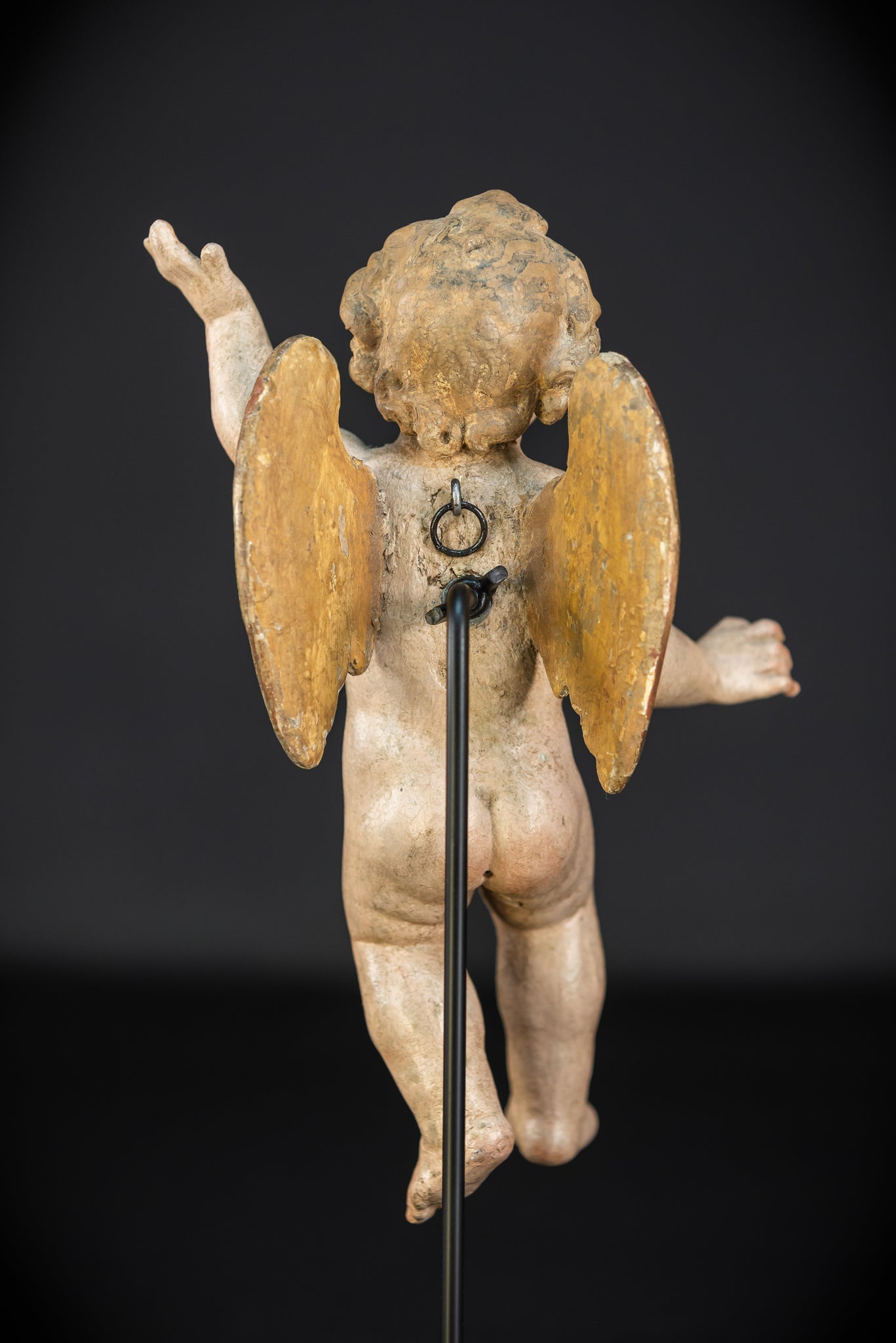 Angel Statues Pair | 1700s Cherubs Wood 9.5"