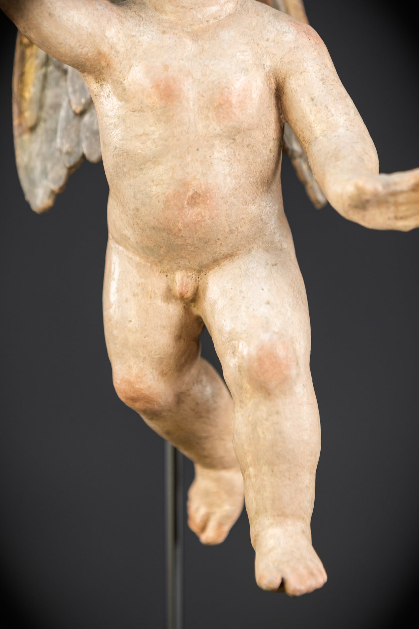 Angel Statues Pair | 1700s Cherubs Wood 9.5"