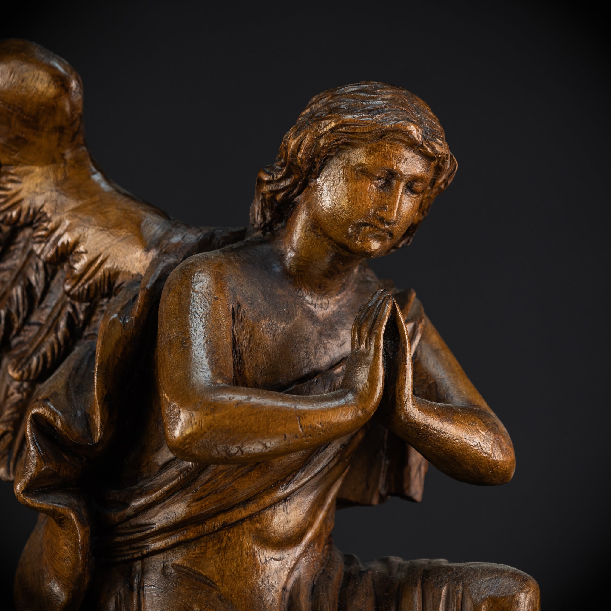 Pair of Angel Statues | 18th Century Wooden Cherubs 17.1"
