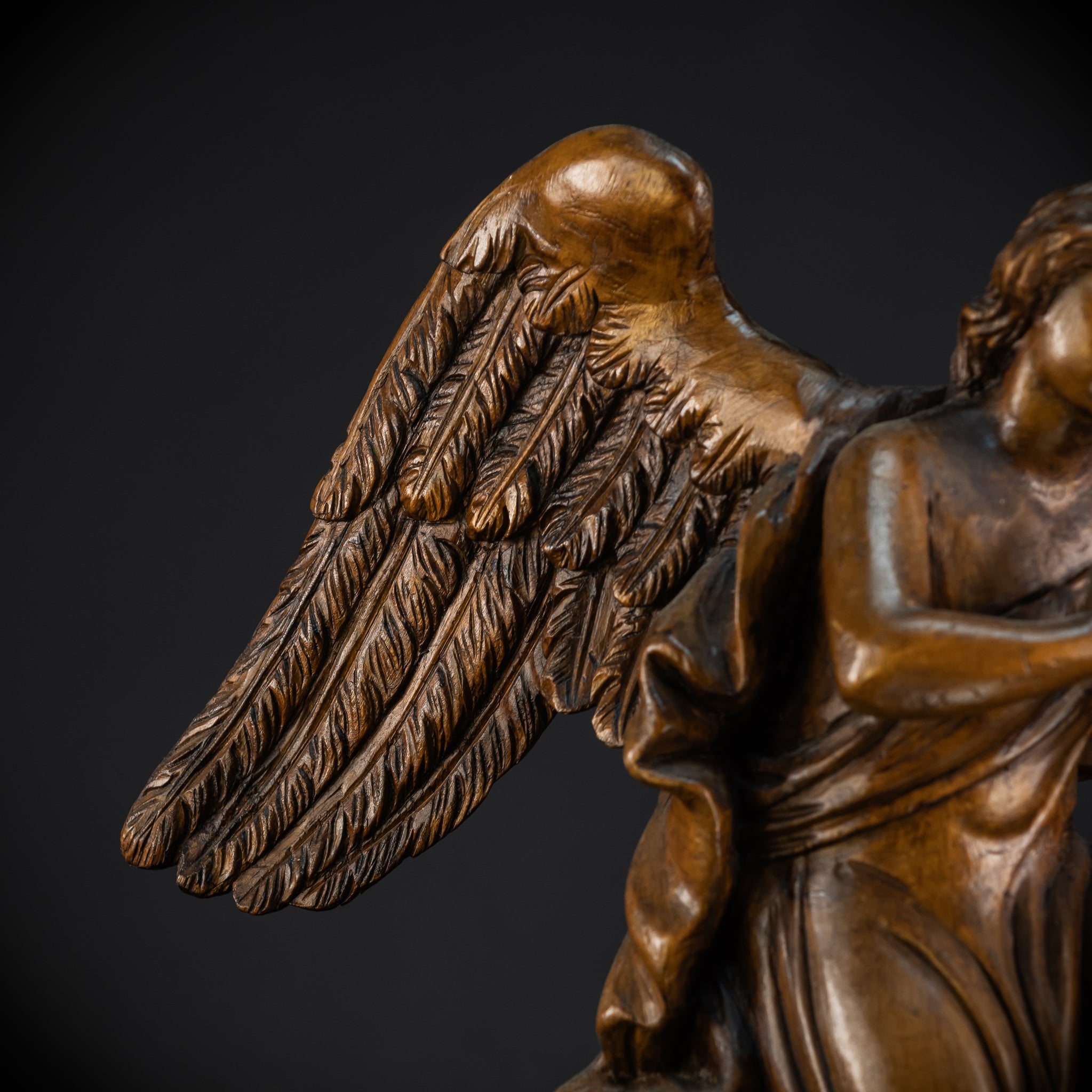 Pair of Angel Statues | 18th Century Wooden Cherubs 17.1"