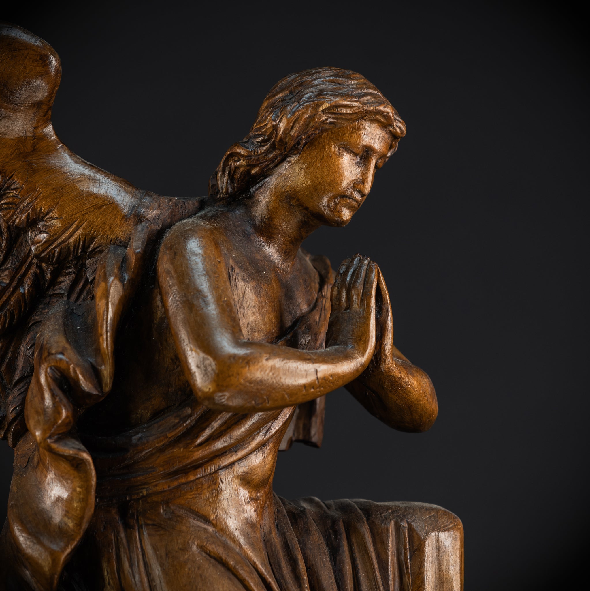 Pair of Angel Statues | 18th Century Wooden Cherubs 17.1"