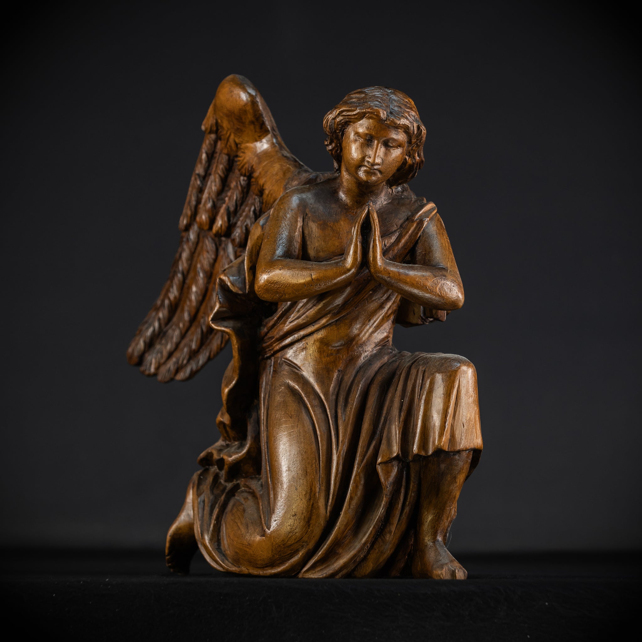 Pair of Angel Statues | 18th Century Wooden Cherubs 17.1"