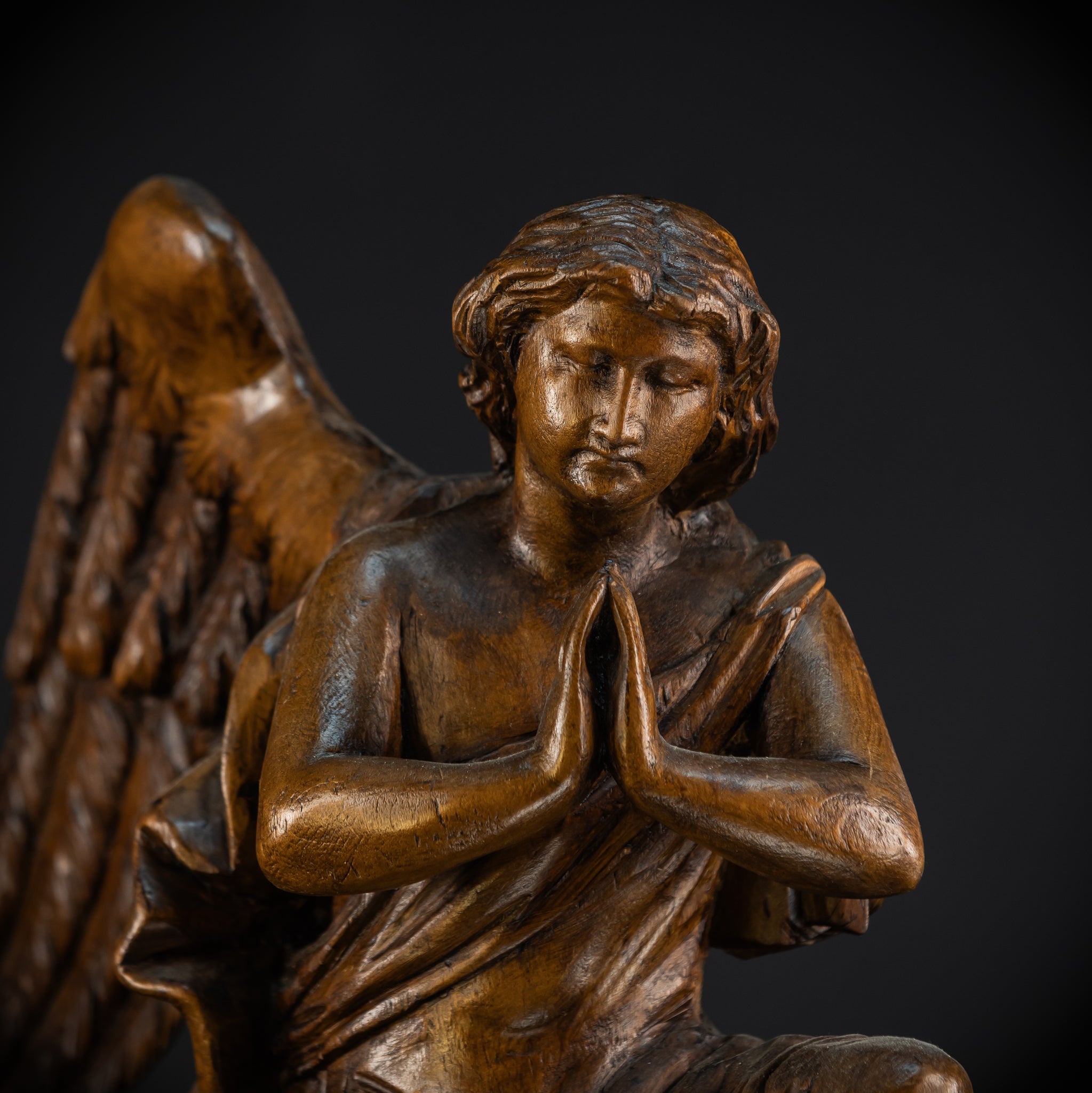 Pair of Angel Statues | 18th Century Wooden Cherubs 17.1"