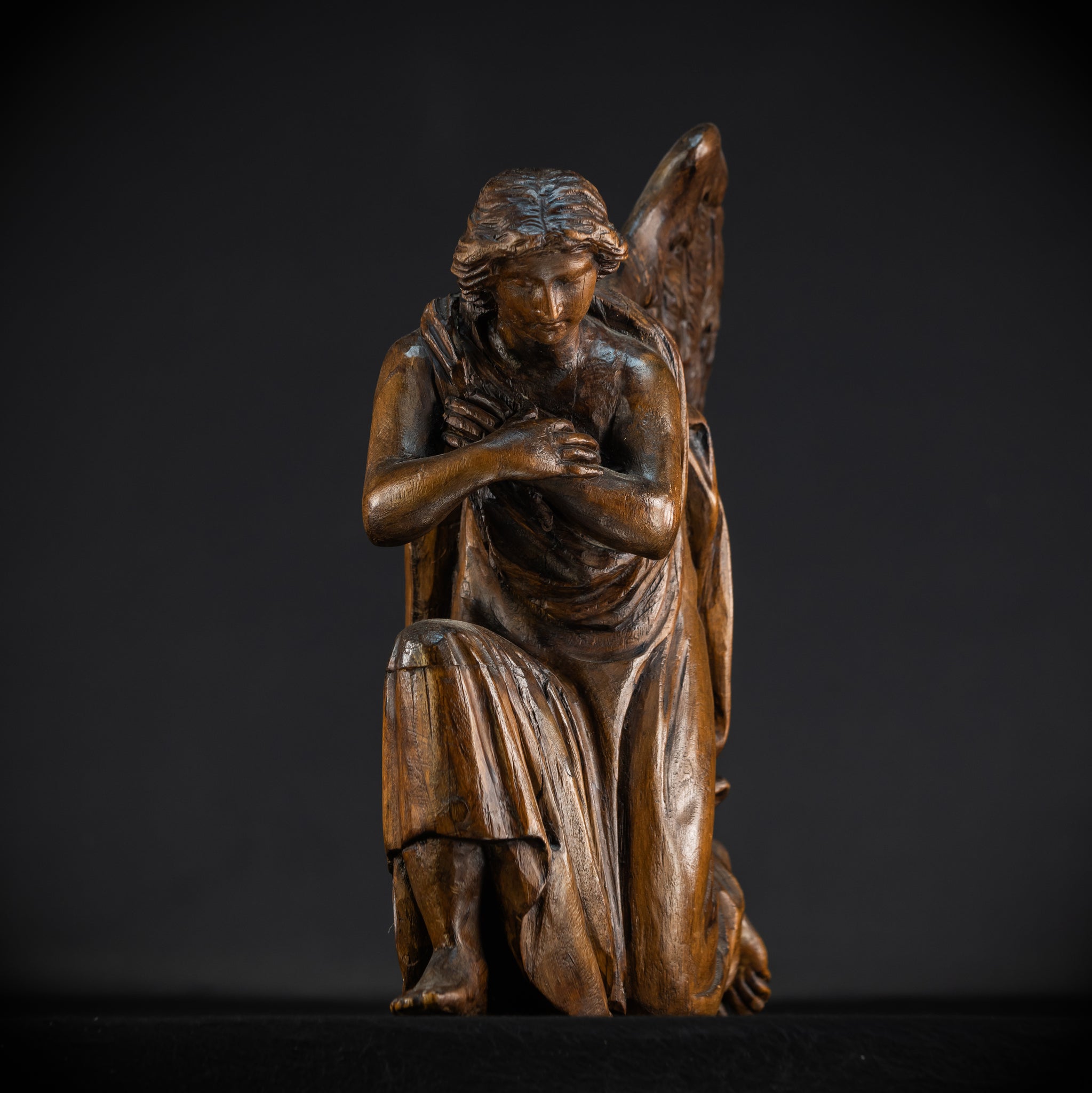 Pair of Angel Statues | 18th Century Wooden Cherubs 17.1"