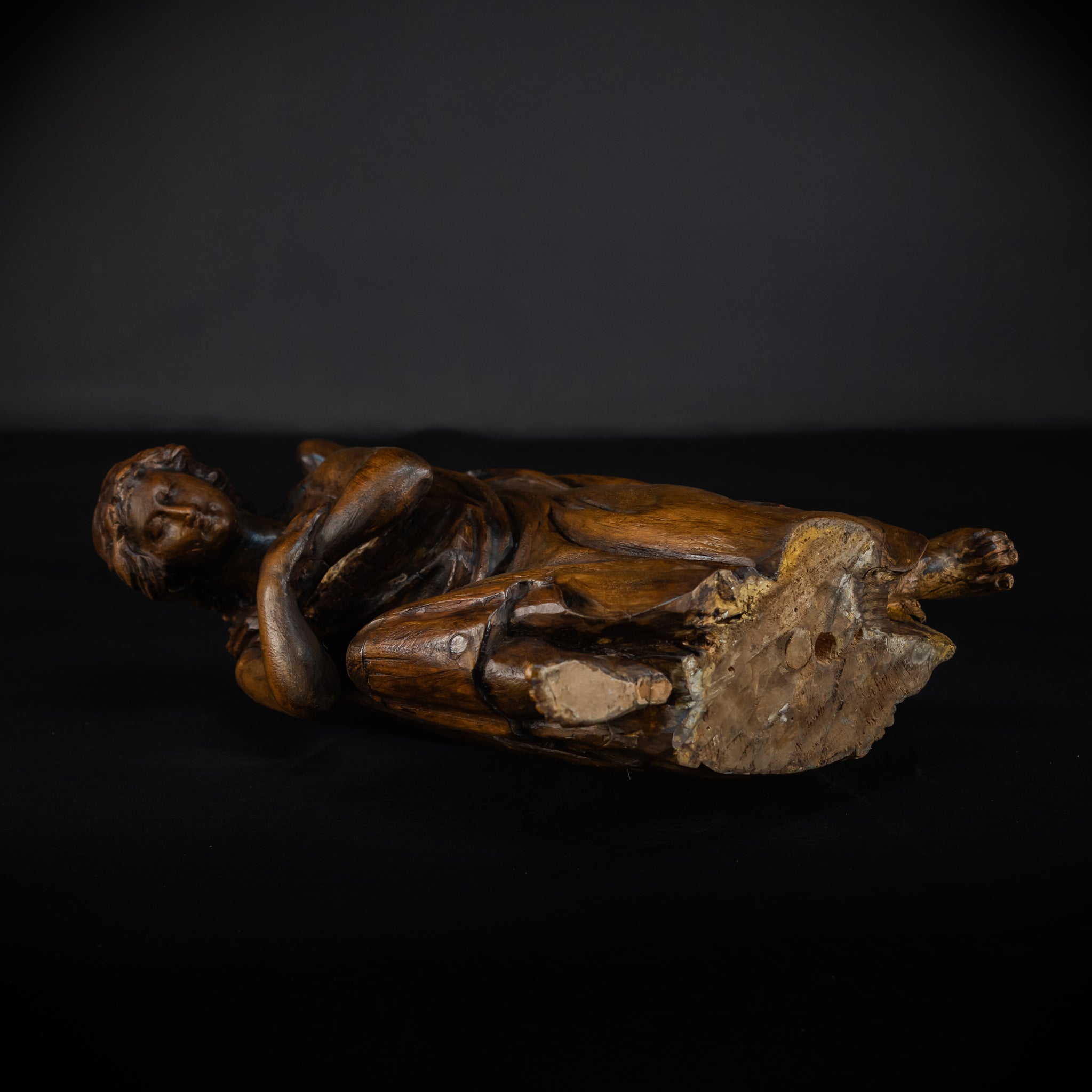 Pair of Angel Statues | 18th Century Wooden Cherubs 17.1"