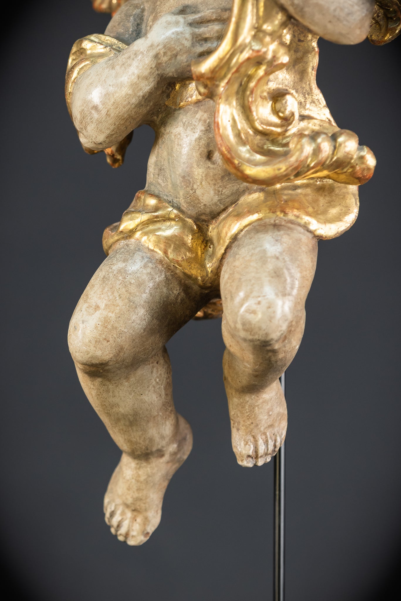 Flying Angel Candleholders Pair | 1700s Cherubs 19.3"